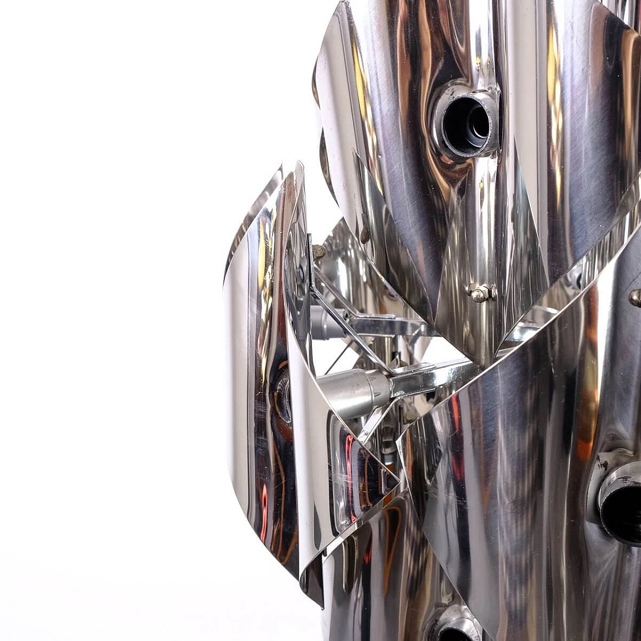 Chromed metal chandelier, 1970s 4