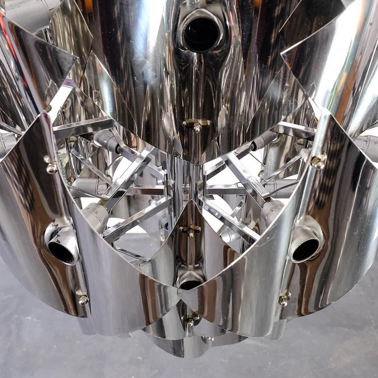 Chromed metal chandelier, 1970s 5