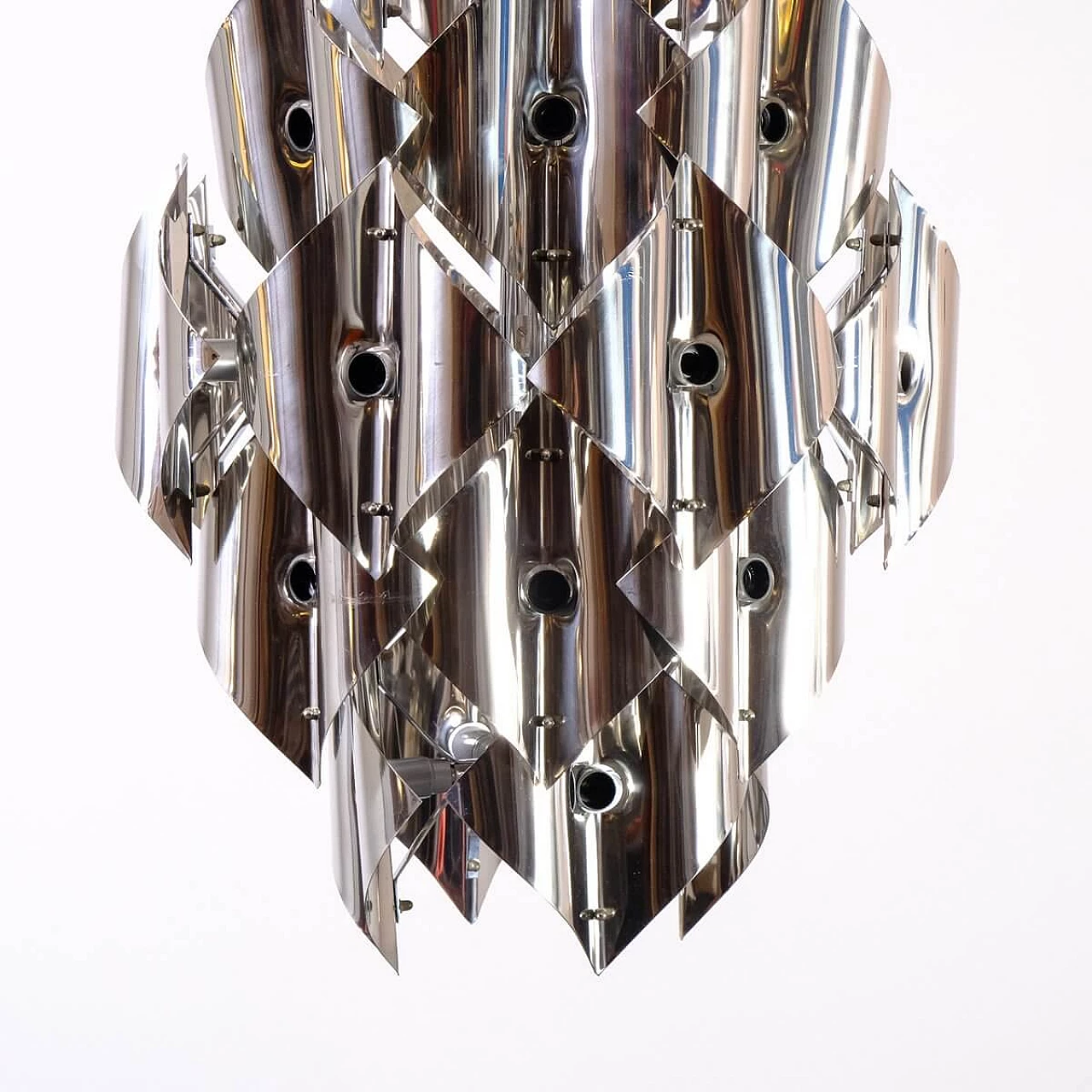 Chromed metal chandelier, 1970s 9