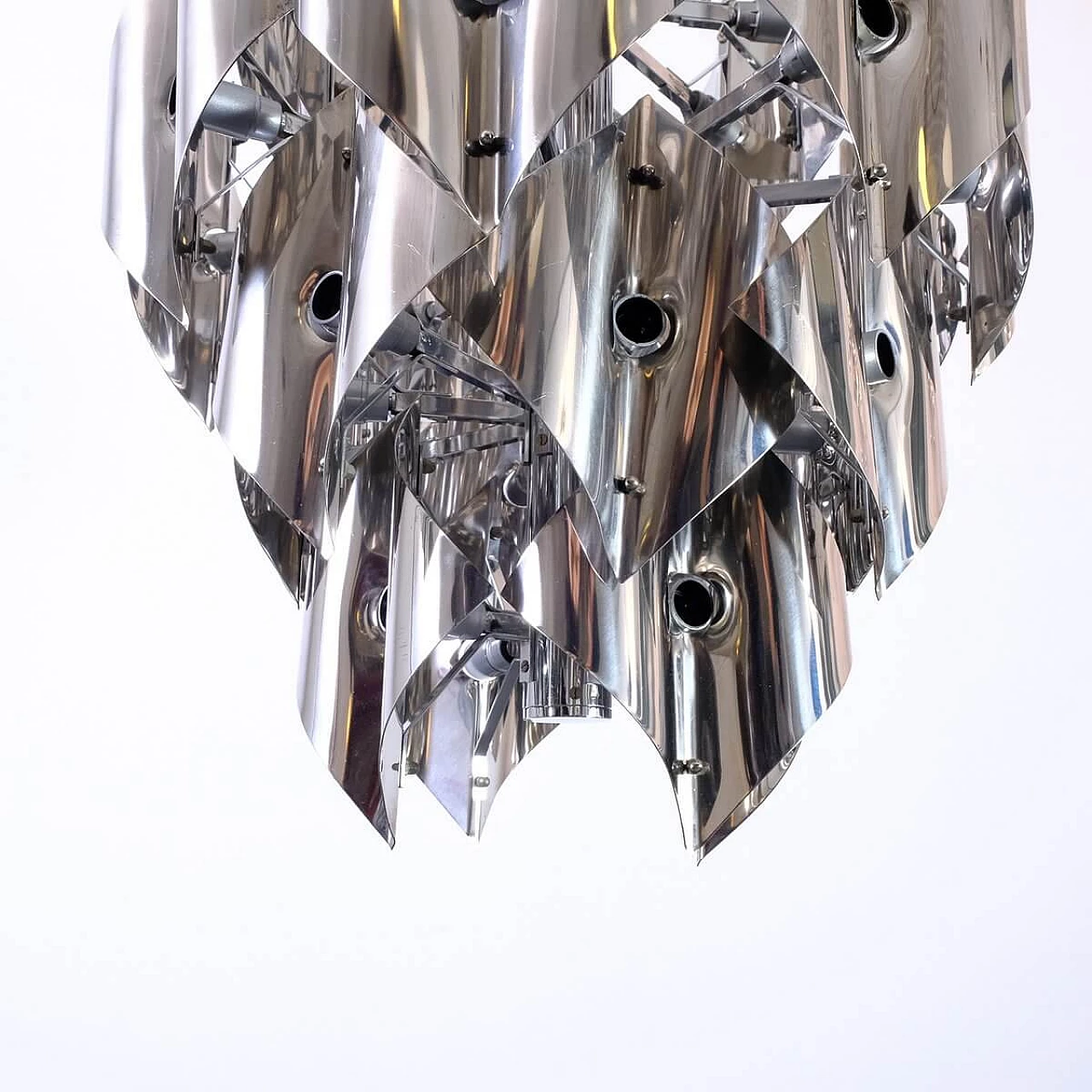 Chromed metal chandelier, 1970s 10