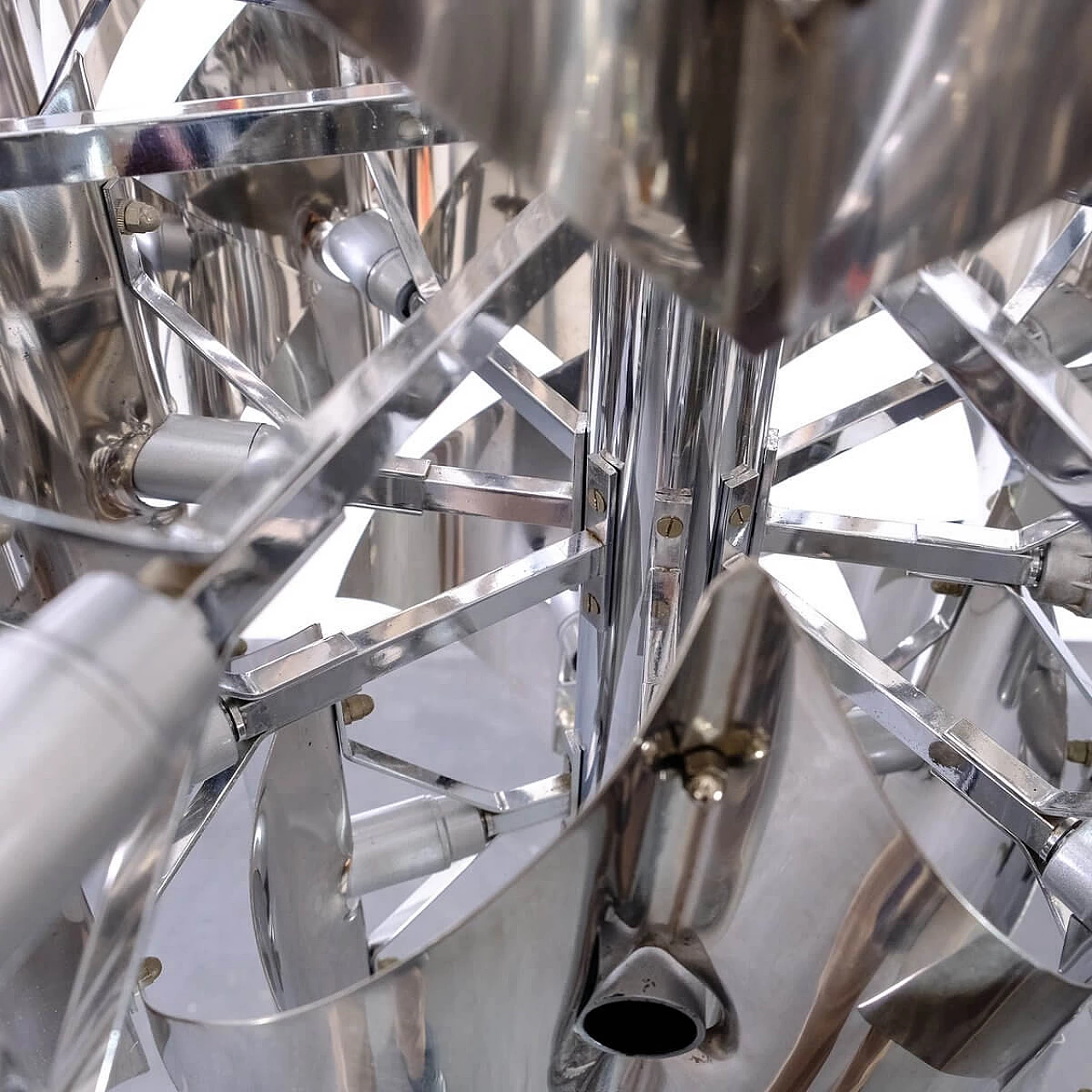 Chromed metal chandelier, 1970s 12