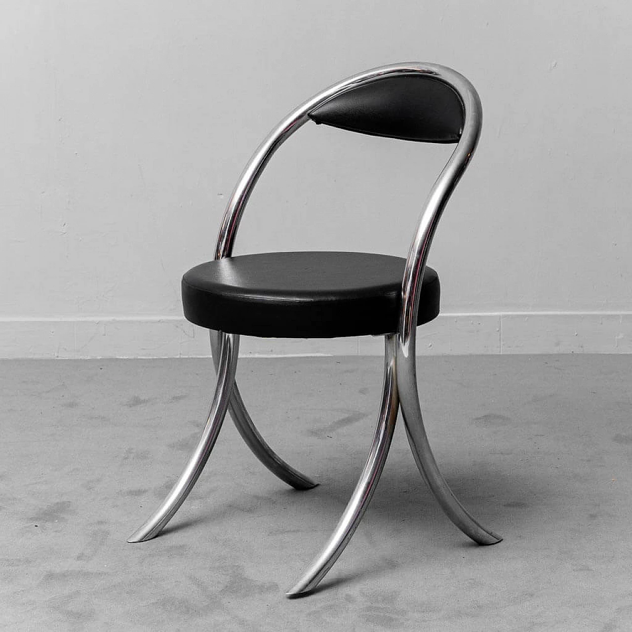 6 Chairs in metal and leatherette in the style of Giotto Stoppino, 1970s 7