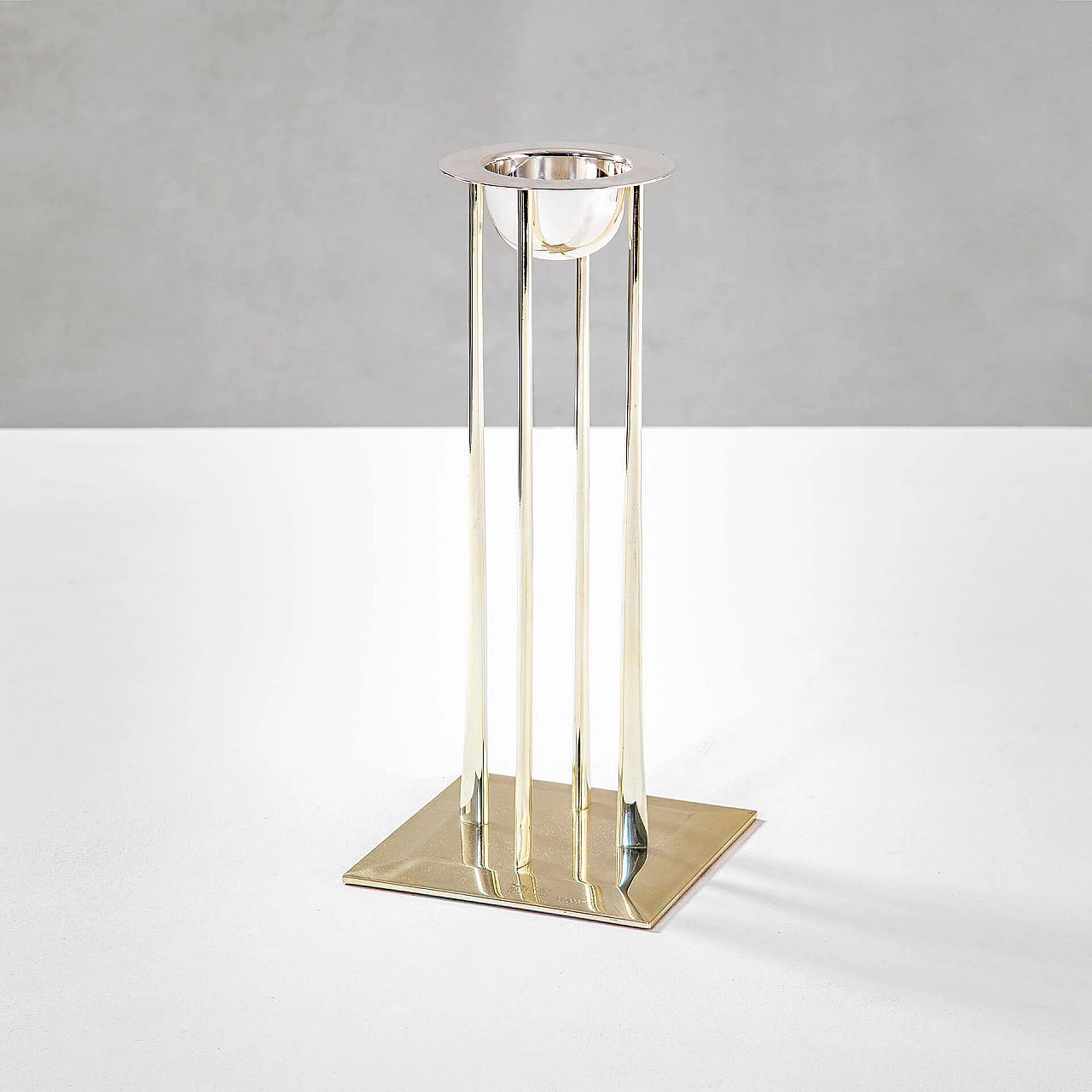 Silver-plated metal Cranston candlestick by Charles Rennie Mackintosh for Sabattini, 1984 1