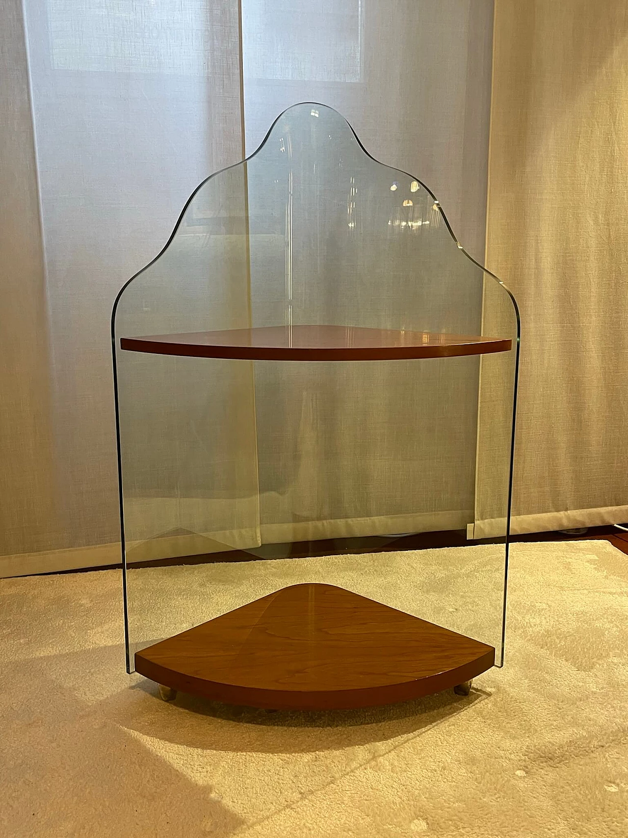 Crystal and cherry wood corner furniture by Sica, 1980s 1