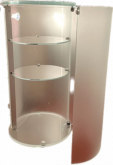 Comodini in cristallo satinato con luce incorporata, anni '80