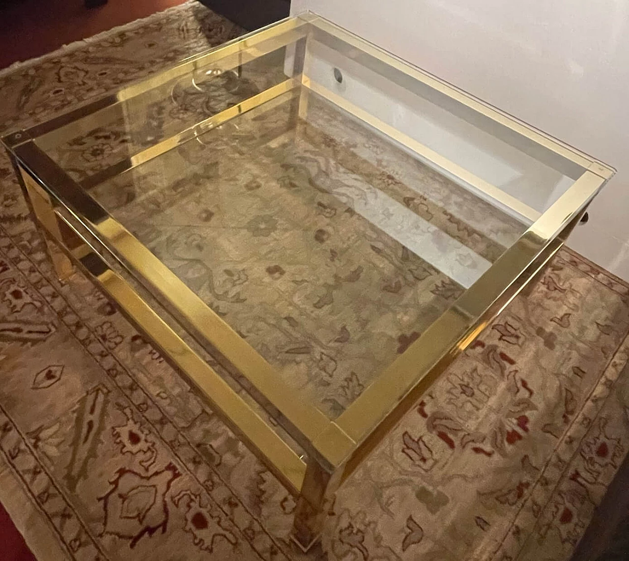 Brass and glass coffee table, 1990s 1