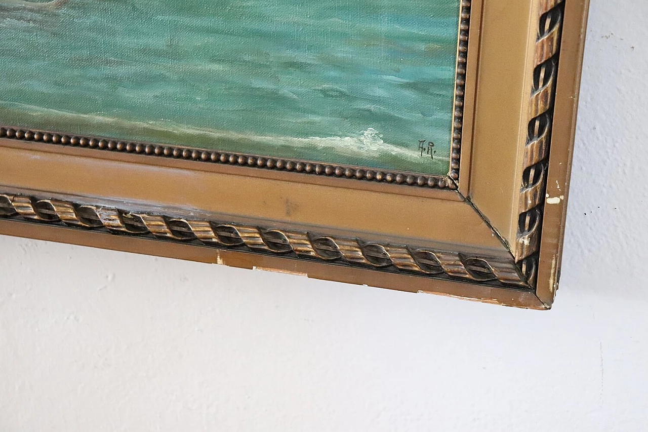 Painting of a woman at sea, oil on canvas, signed 10