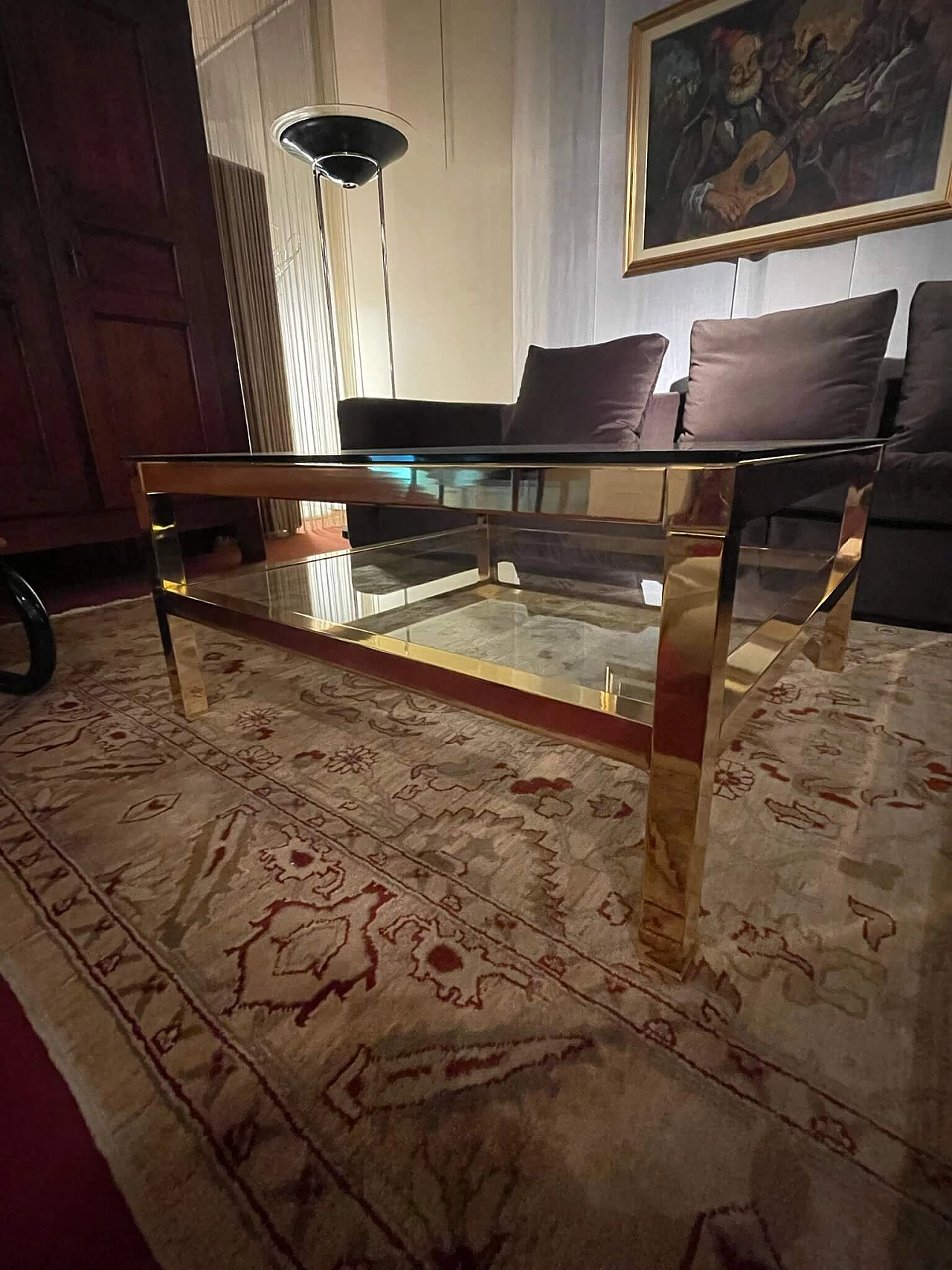 Brass and glass coffee table, 1990s 3