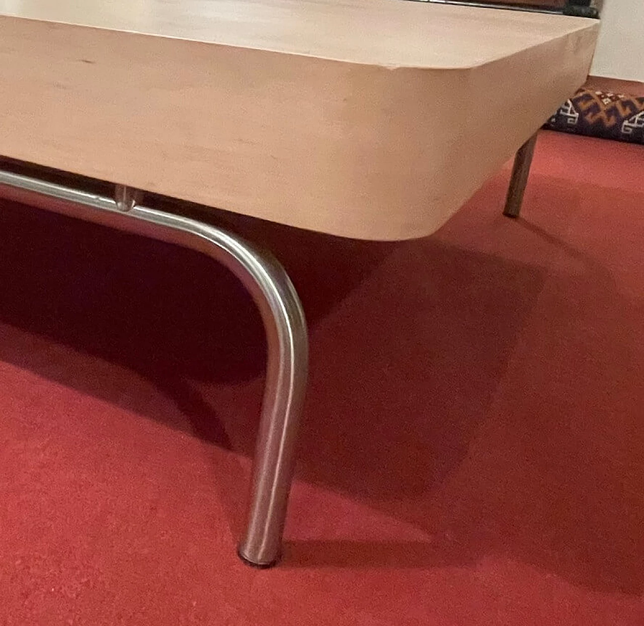Camaleo coffee table by Giorgetti in maple and metal, 1980s 3