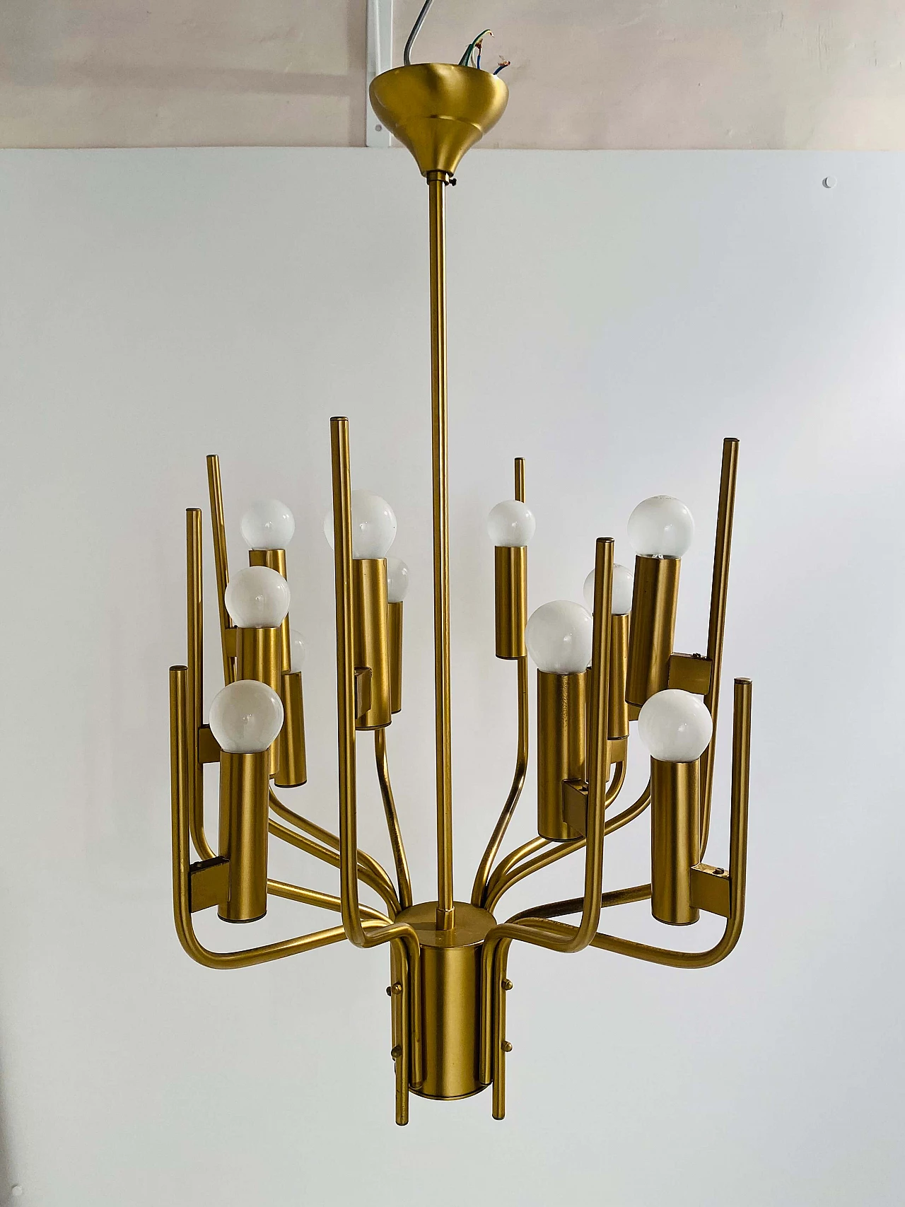 Brass chandelier by Oscar Torlasco, 1950s 1