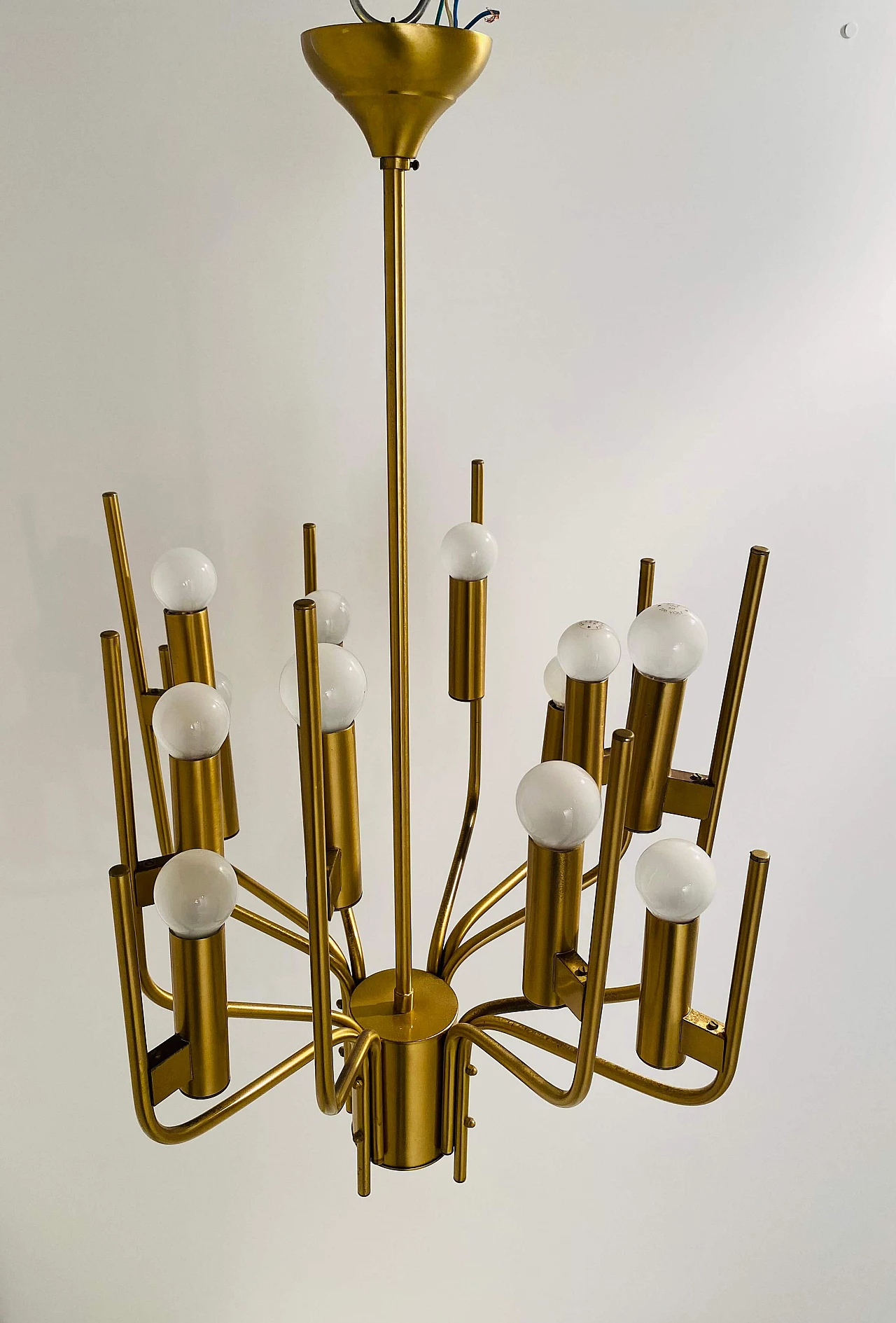 Brass chandelier by Oscar Torlasco, 1950s 2