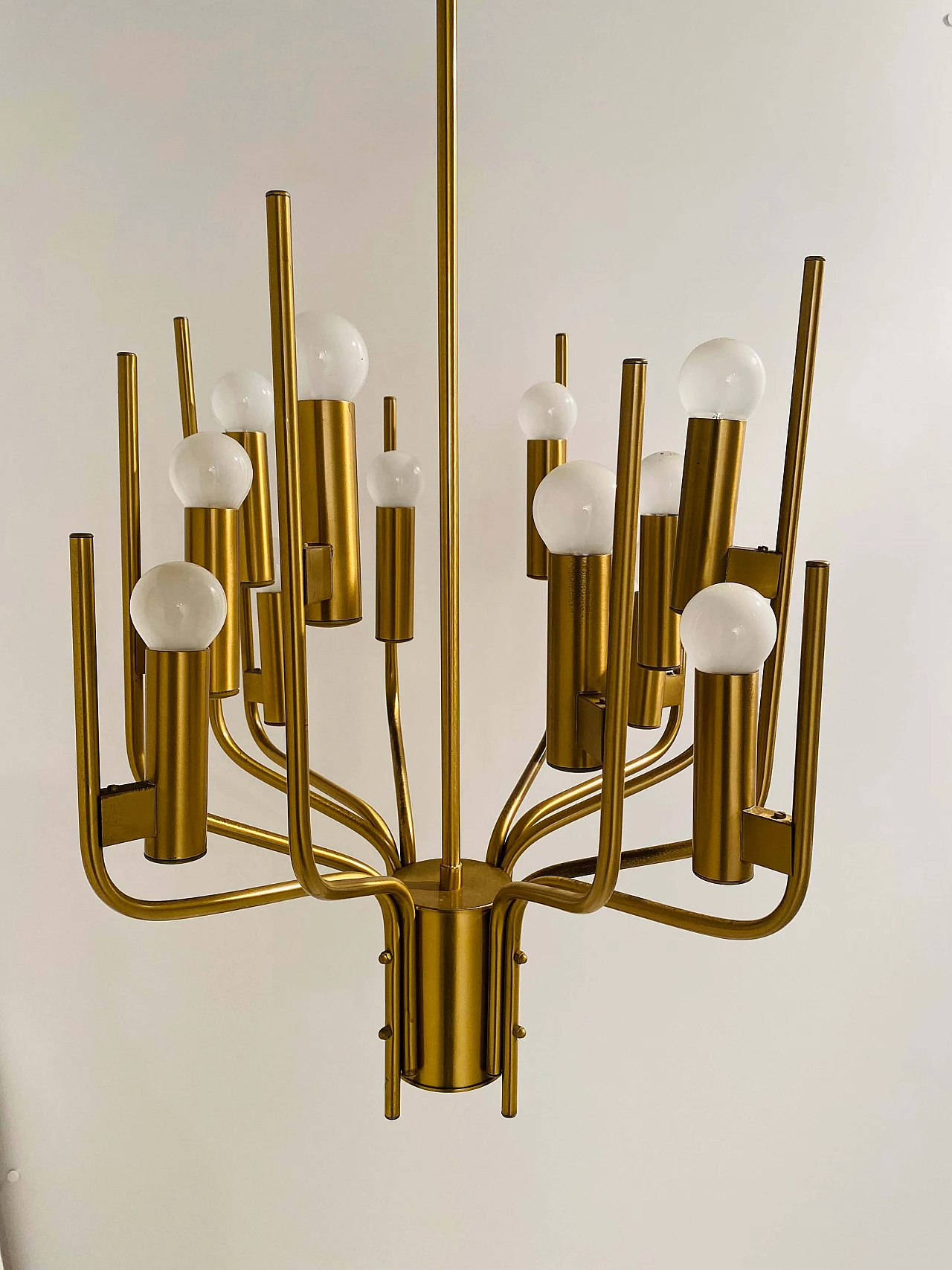 Brass chandelier by Oscar Torlasco, 1950s 3