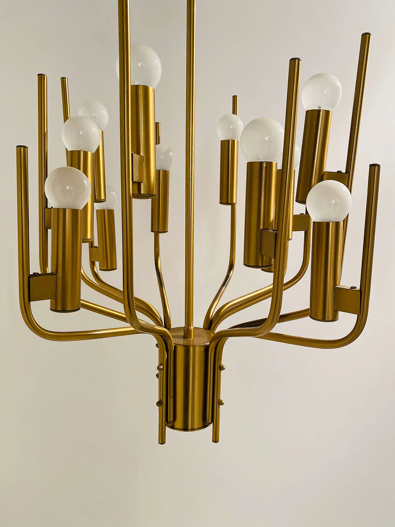 Brass chandelier by Oscar Torlasco, 1950s 5