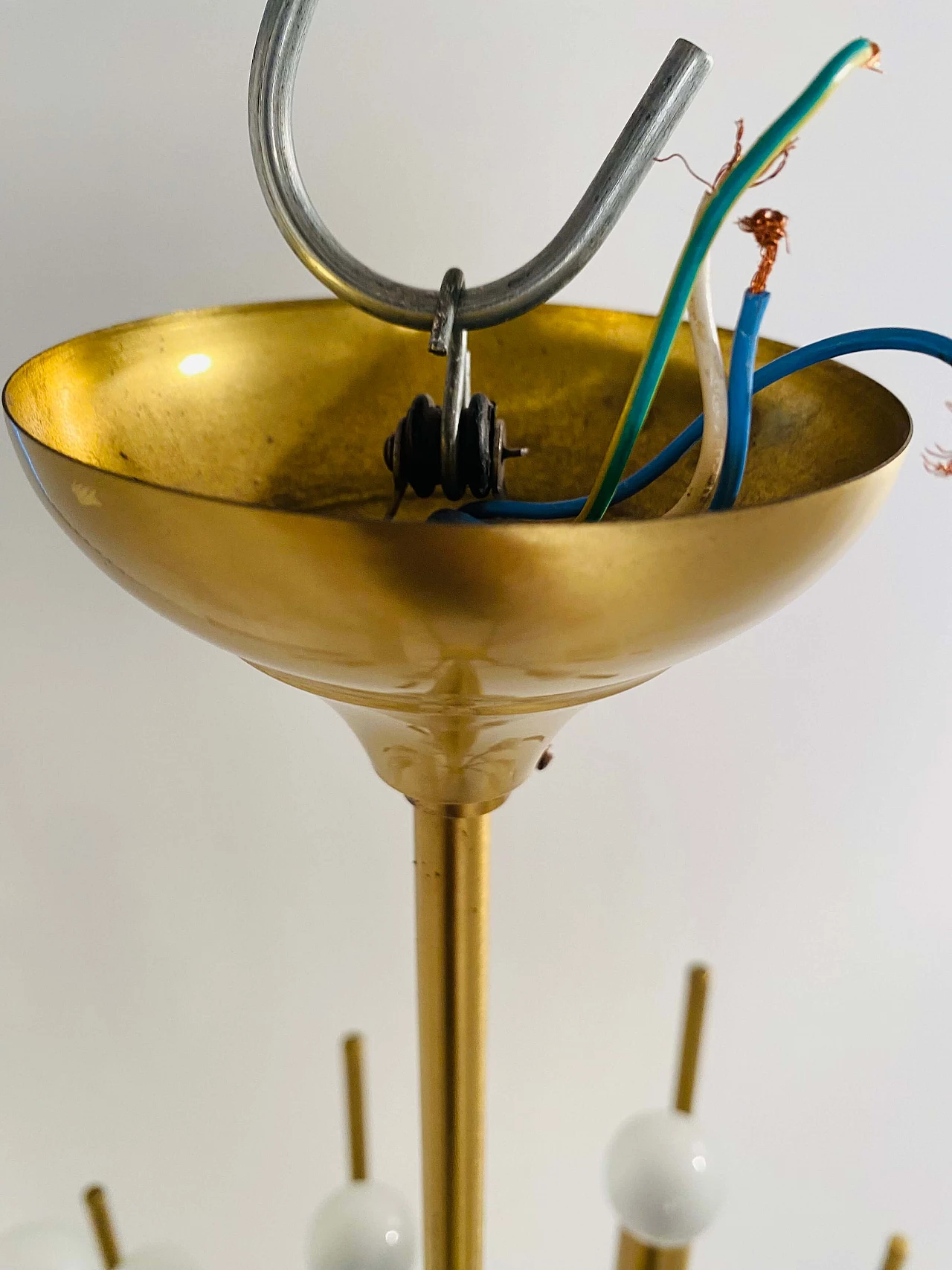 Brass chandelier by Oscar Torlasco, 1950s 6