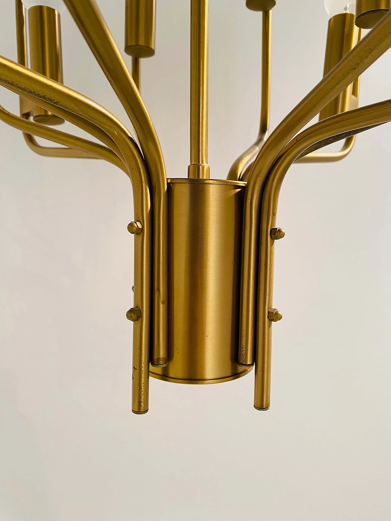 Brass chandelier by Oscar Torlasco, 1950s 8