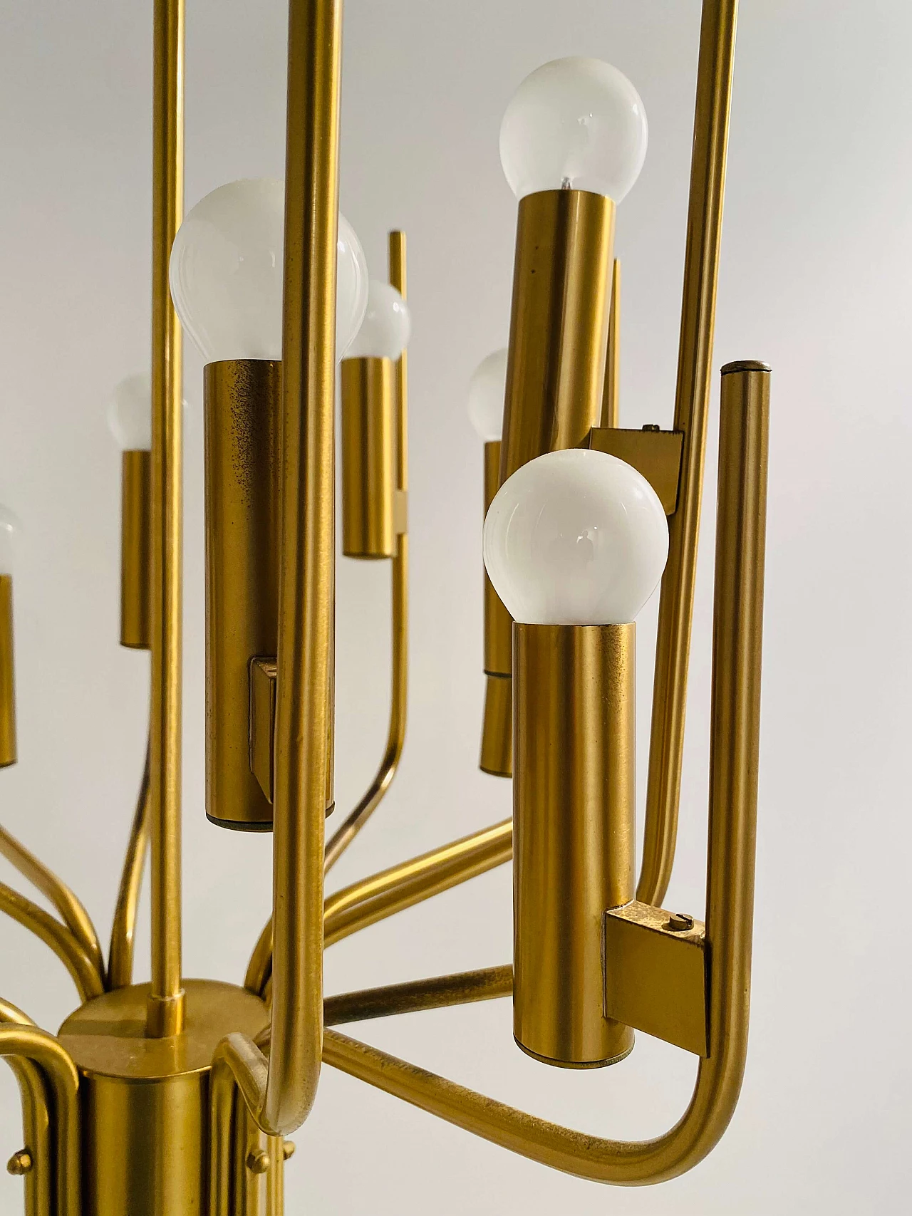 Brass chandelier by Oscar Torlasco, 1950s 10