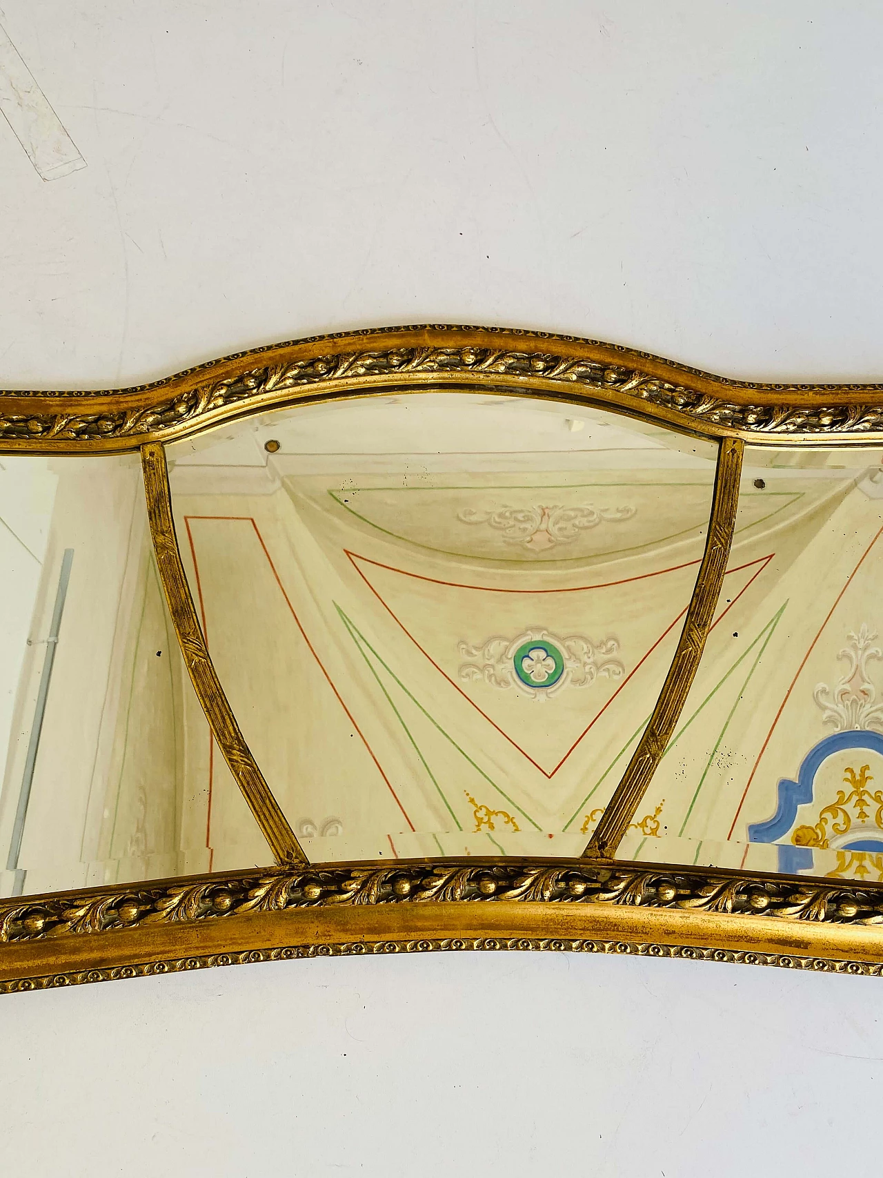Specchio in legno massello con finitura in foglia d'oro, metà '800 6