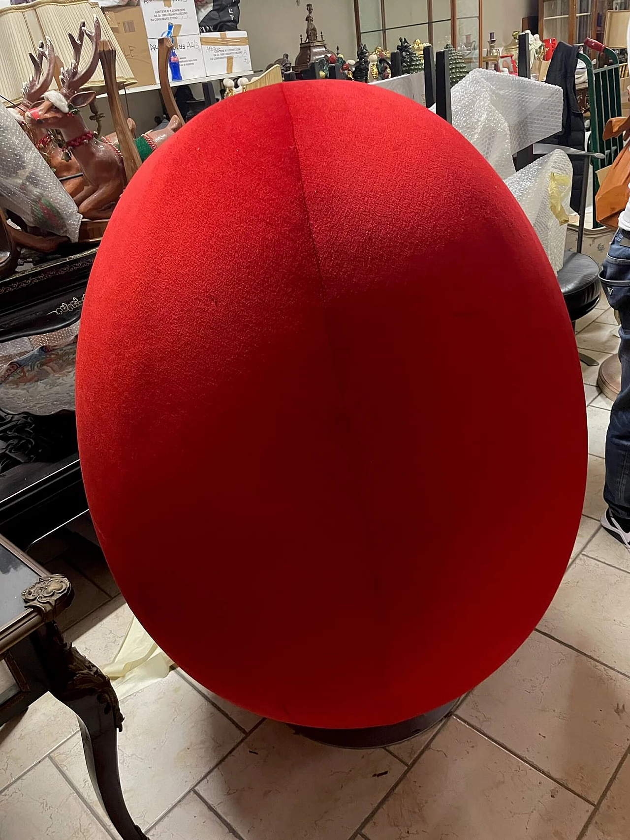 Egg swivel armchair in red velvet by Philippe Starck, 1970s 2