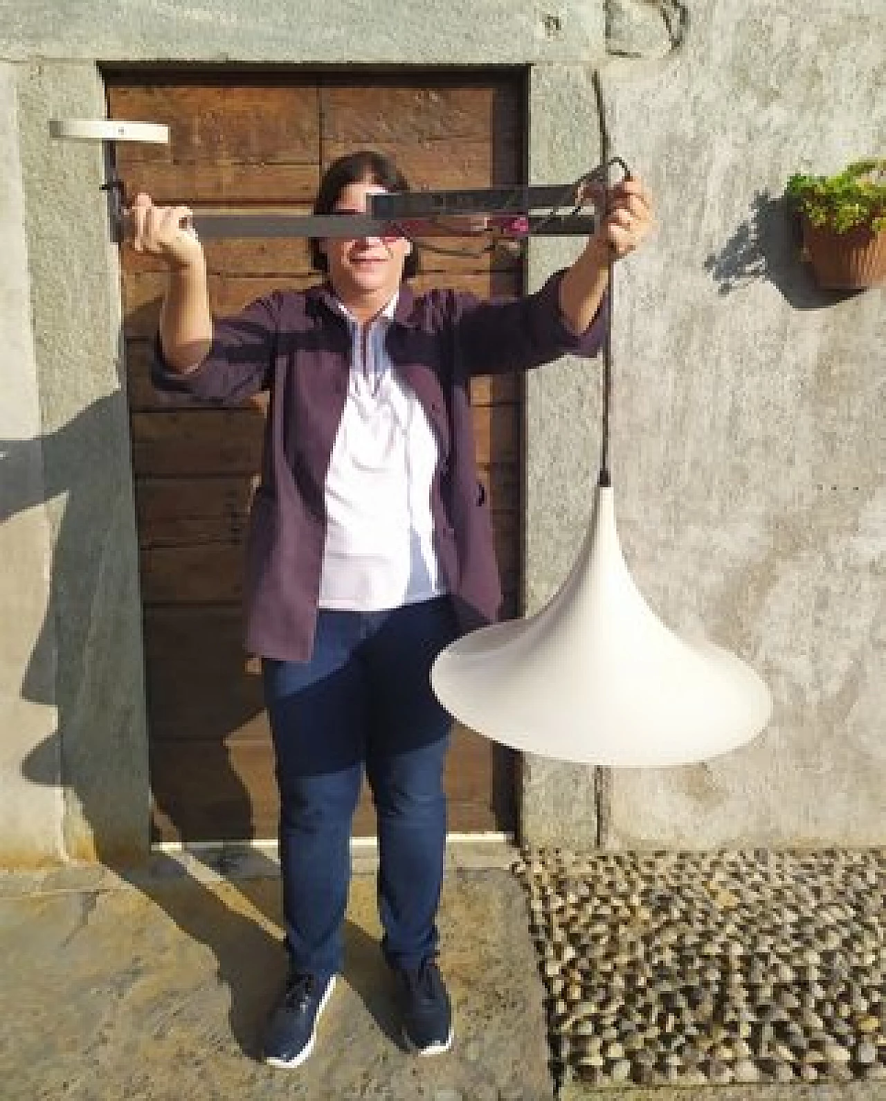 Metal hanging lamp by Bonderup & Thorup, 1960s 6