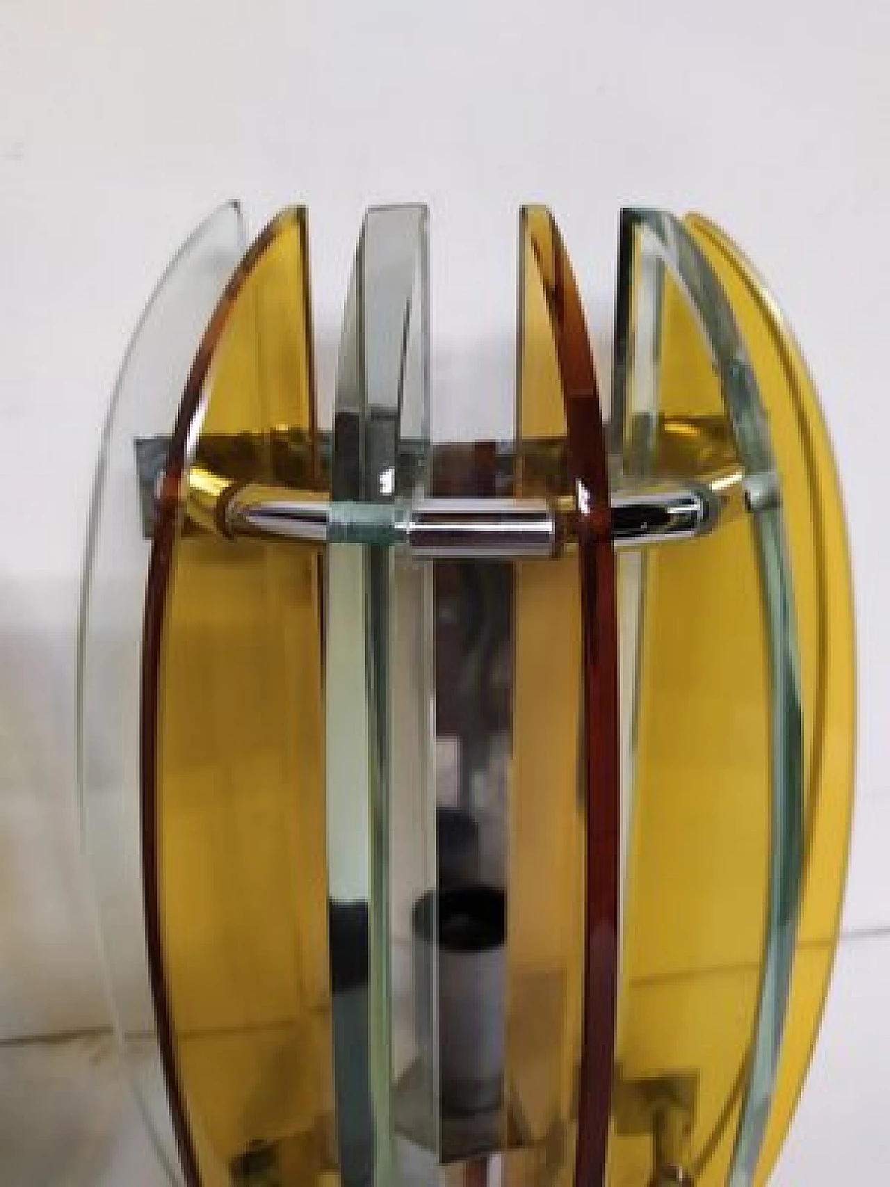 Coppia di applique in vetro e metallo di Veca, anni '70 2