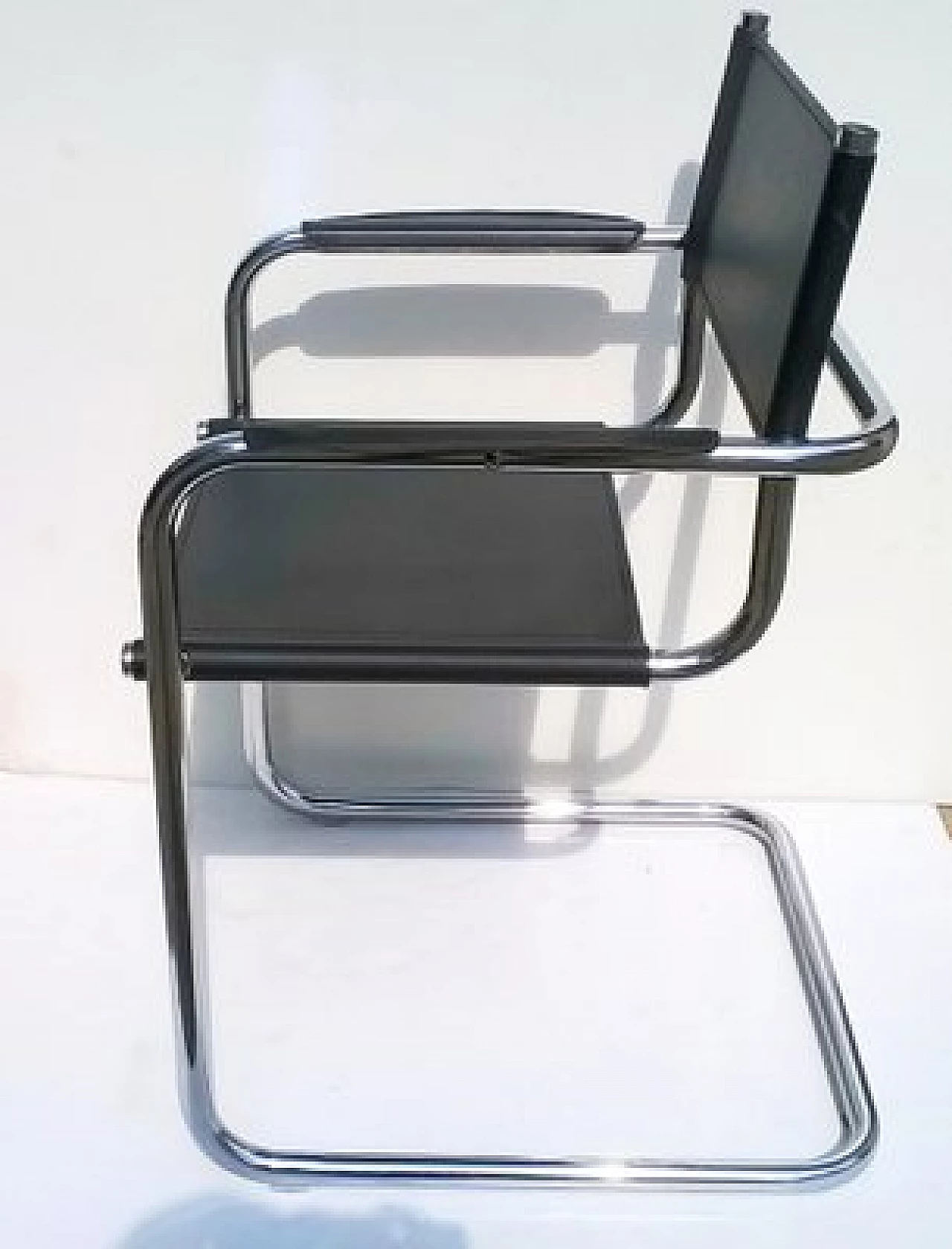 4 Armchairs in metal and faux leather attributed to Mart Stam, 1970s 7