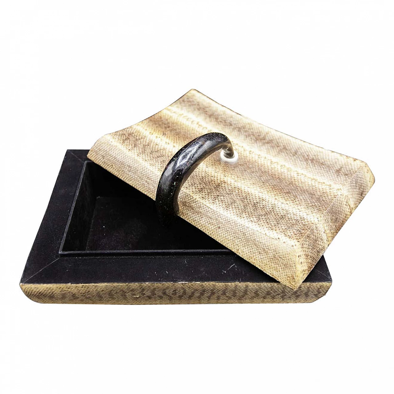 Art Deco leatherette and velvet jewellery box, 1920s 1