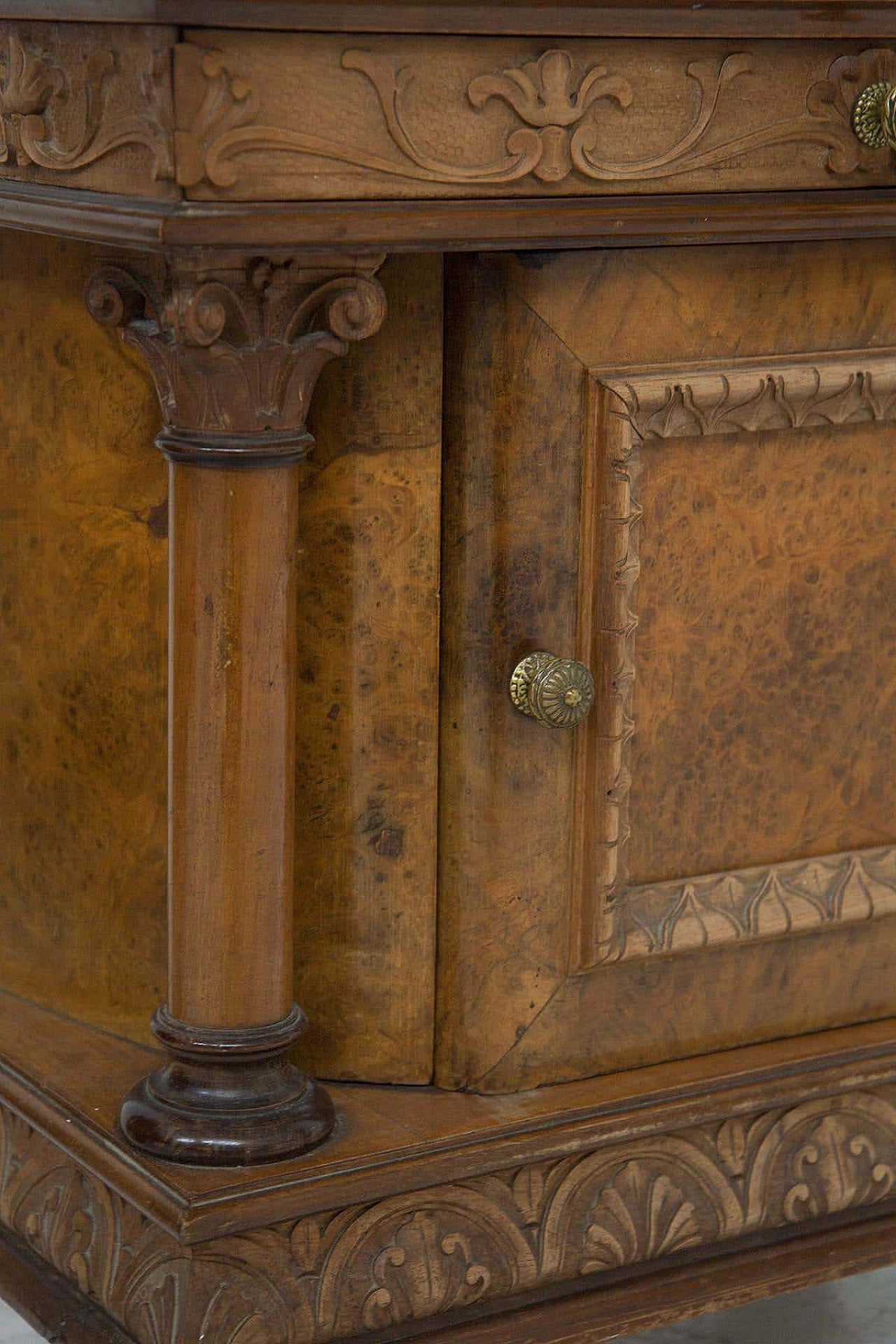 Pair of bedside tables in wood and green Alpine marble with mirror, early 20th century 8