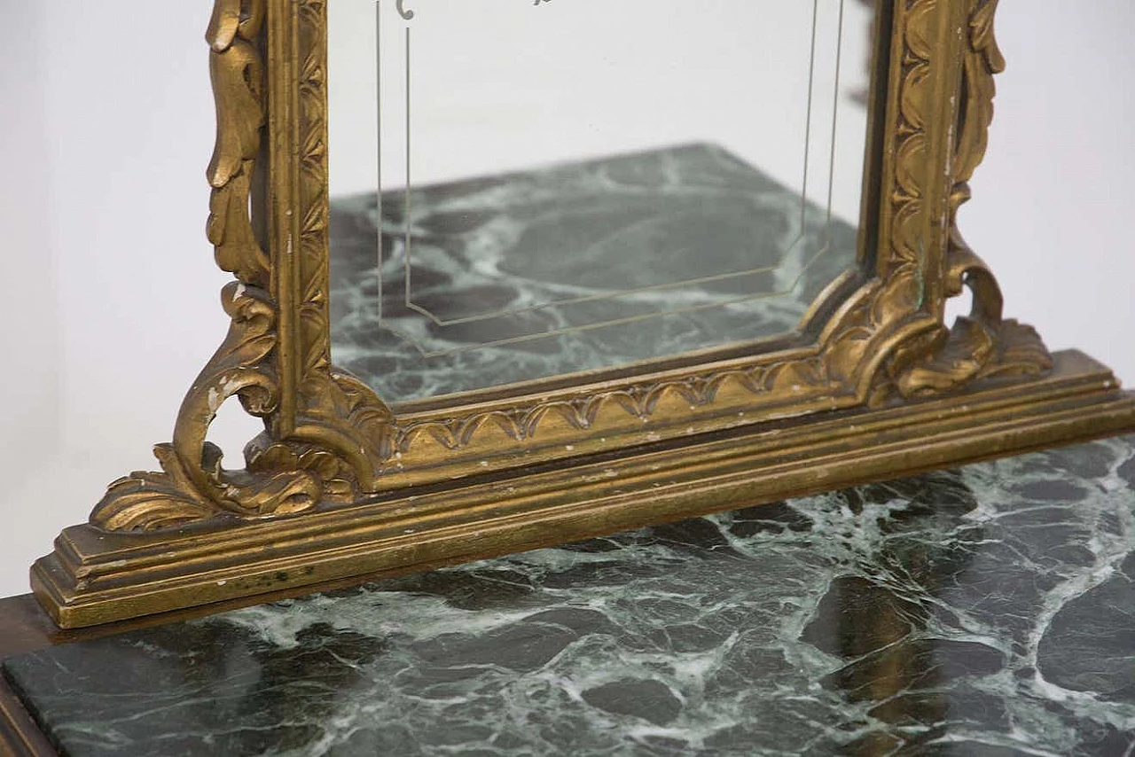 Pair of bedside tables in wood and green Alpine marble with mirror, early 20th century 12