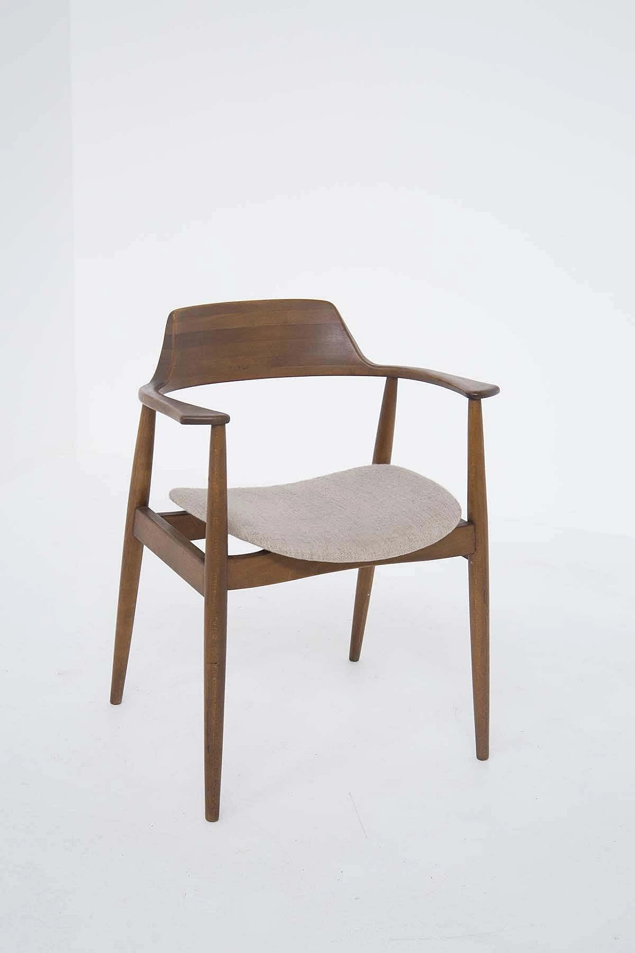 Sedia in legno e tessuto attribuita a Phillip Lloyd Powell, anni '50 1