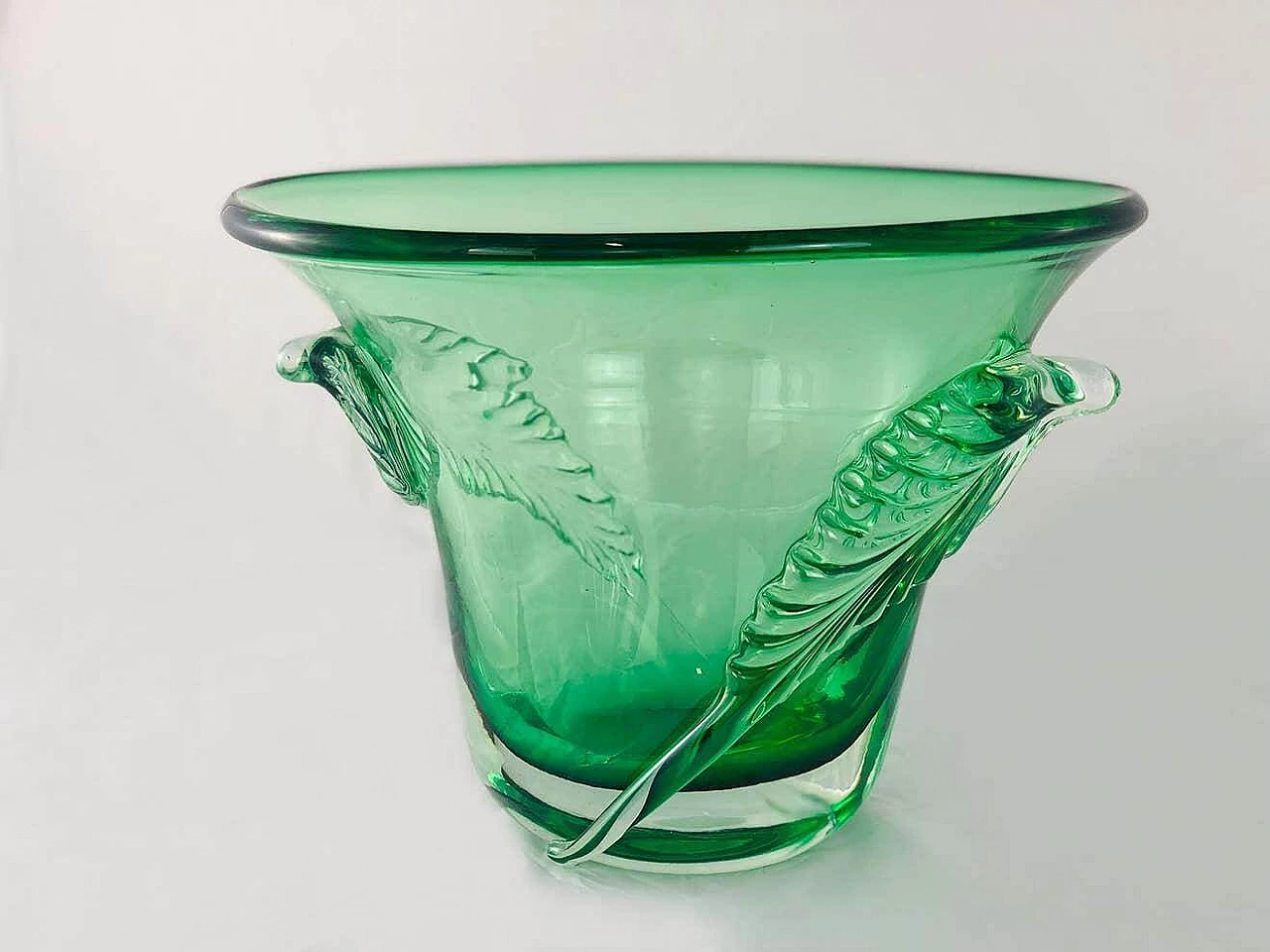 Vaso in vetro di Murano verde di Archimede Seguso, anni '40 1