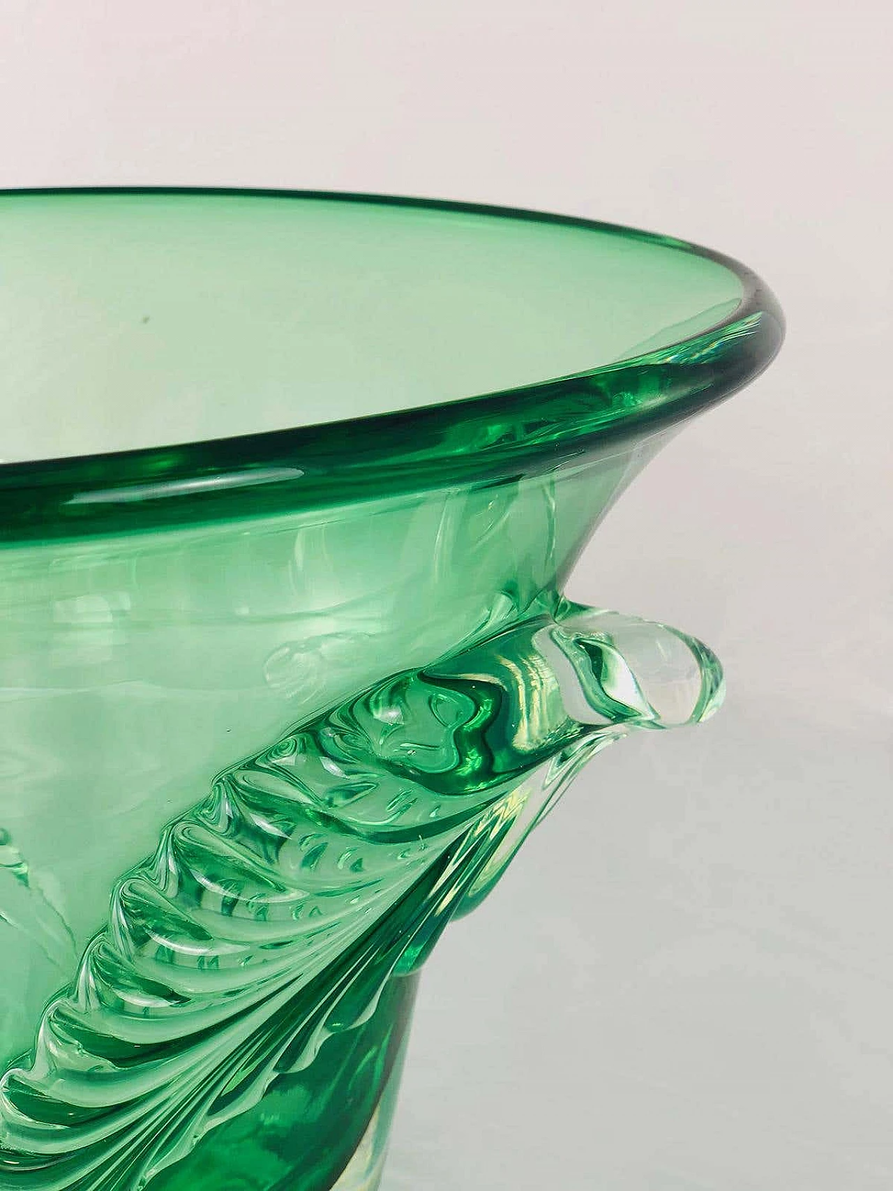 Vaso in vetro di Murano verde di Archimede Seguso, anni '40 2