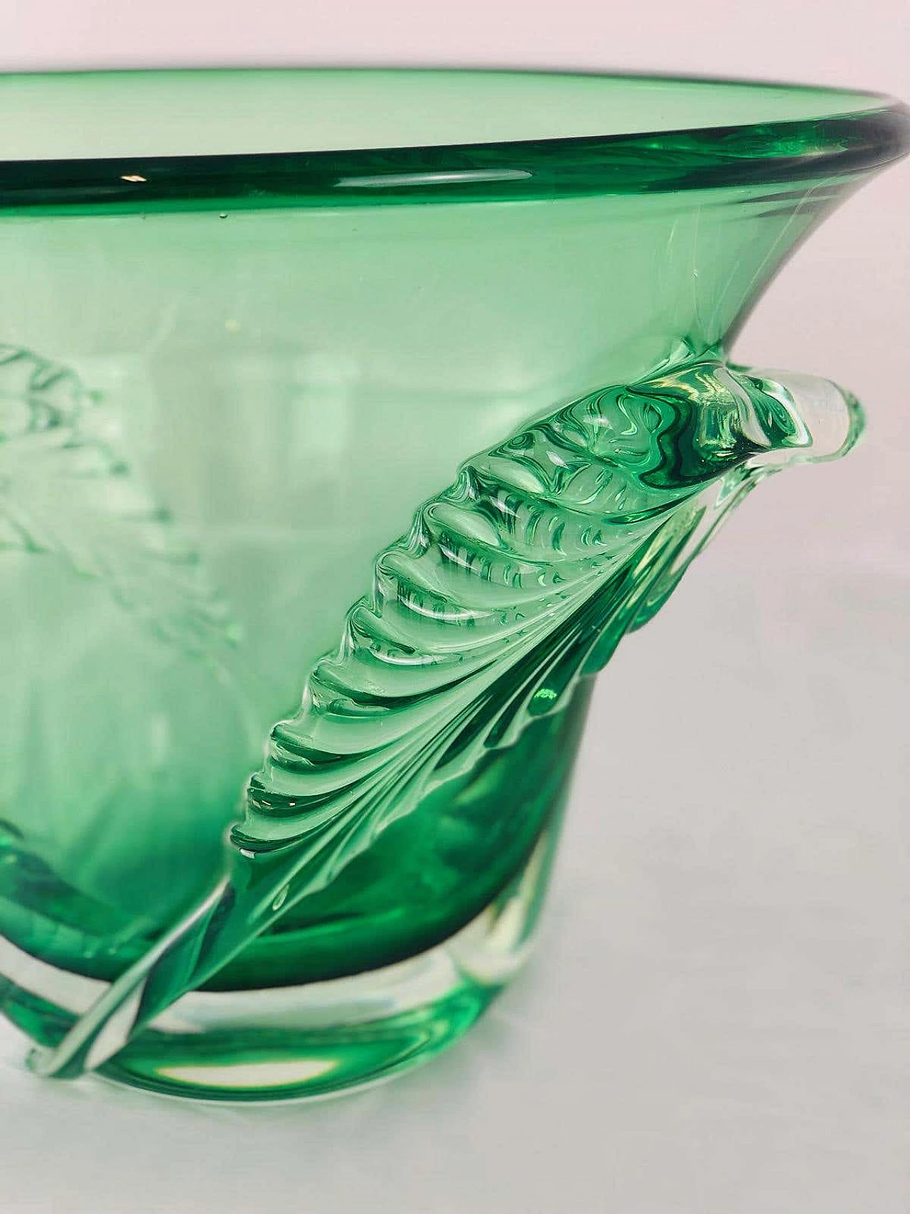Vaso in vetro di Murano verde di Archimede Seguso, anni '40 3