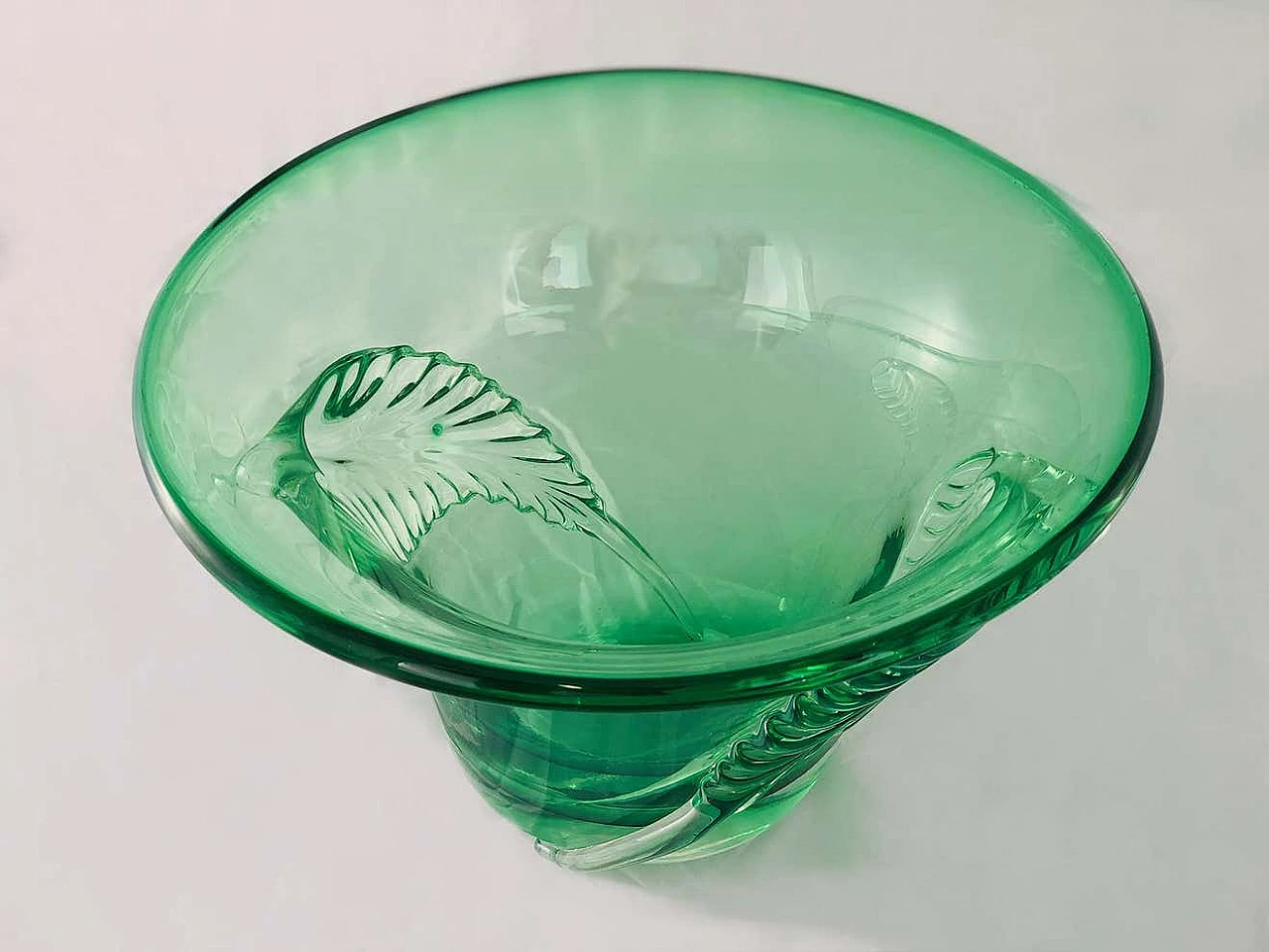 Vaso in vetro di Murano verde di Archimede Seguso, anni '40 4