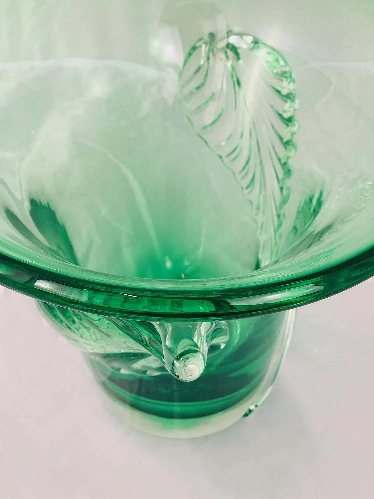 Vaso in vetro di Murano verde di Archimede Seguso, anni '40 5