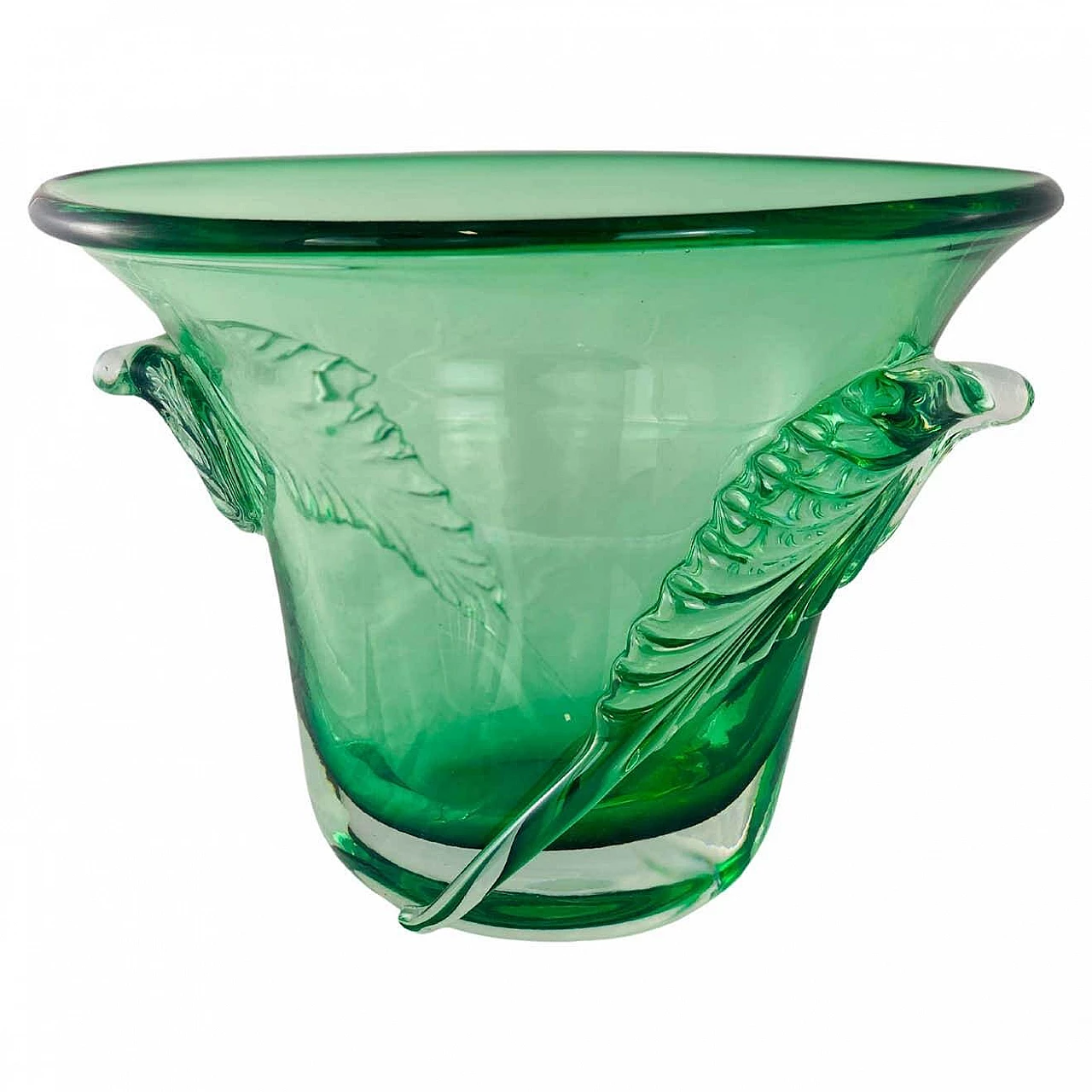 Vaso in vetro di Murano verde di Archimede Seguso, anni '40 8