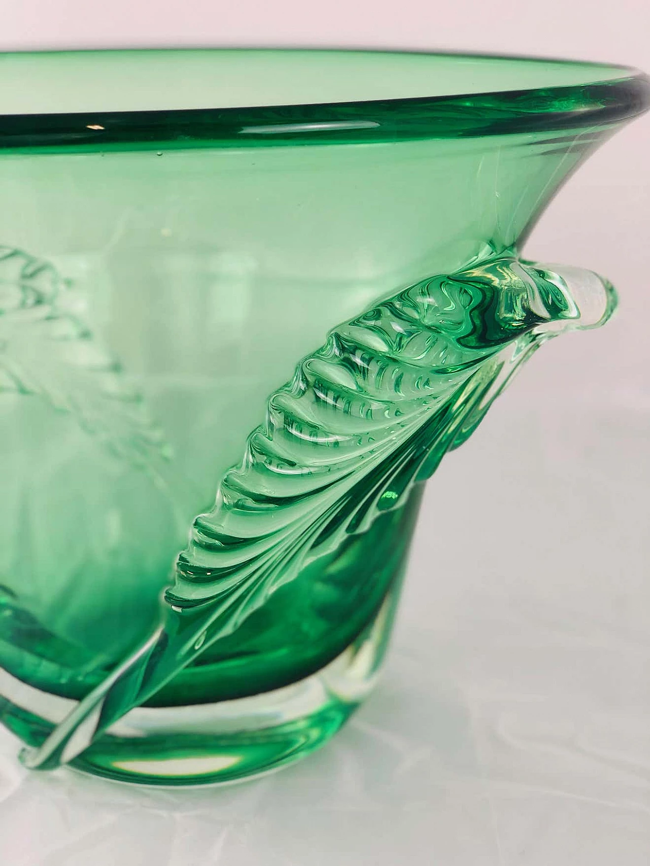Vaso in vetro di Murano verde di Archimede Seguso, anni '40 10
