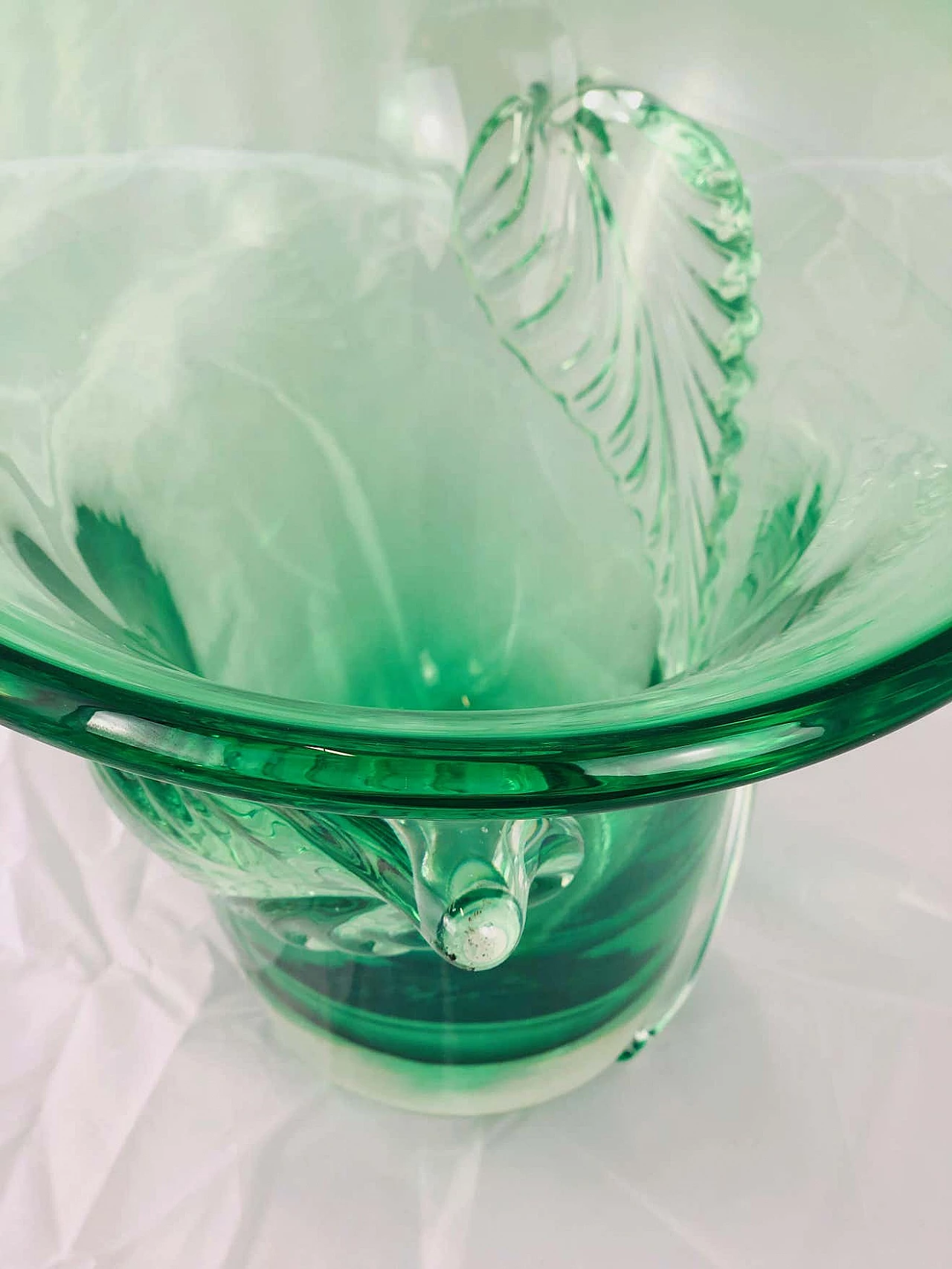 Vaso in vetro di Murano verde di Archimede Seguso, anni '40 12