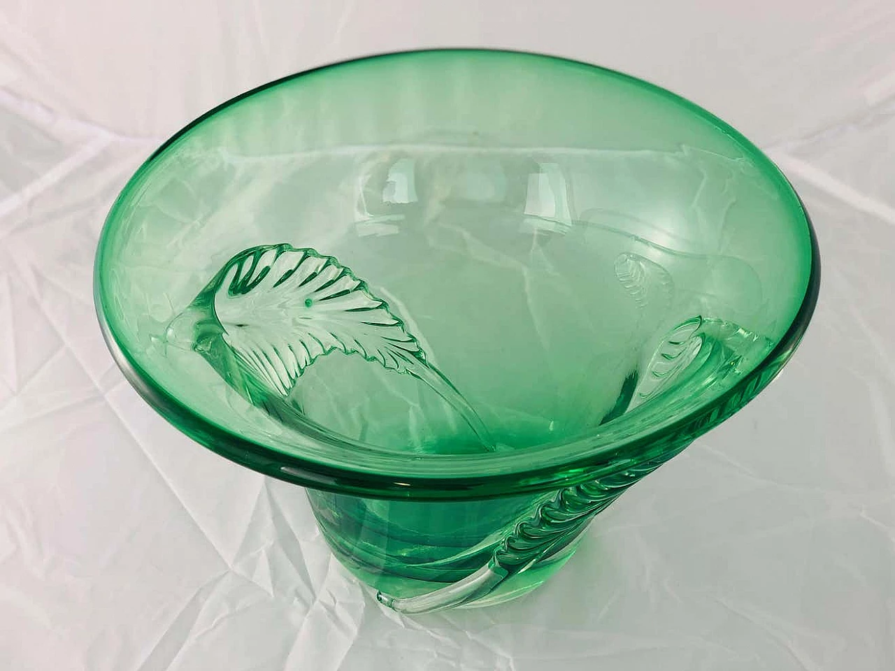 Vaso in vetro di Murano verde di Archimede Seguso, anni '40 13