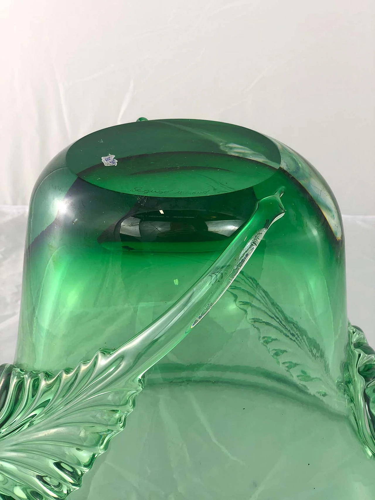 Green Murano glass vase by Archimede Seguso, 1940s 14