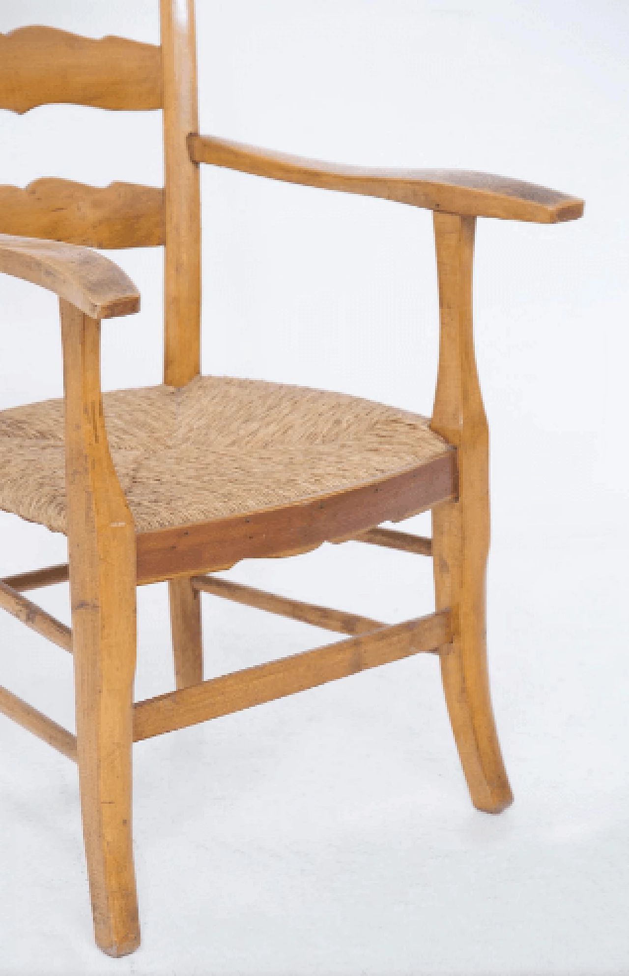 Pair of armchairs in wood and straw attributed to Paolo Buffa, 1940s 9
