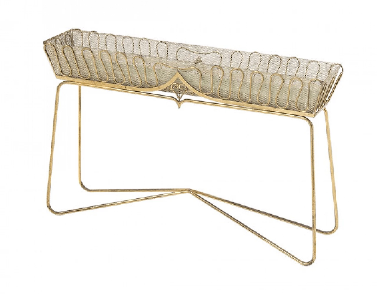 Fioriera in ottone dorato, anni '50 1