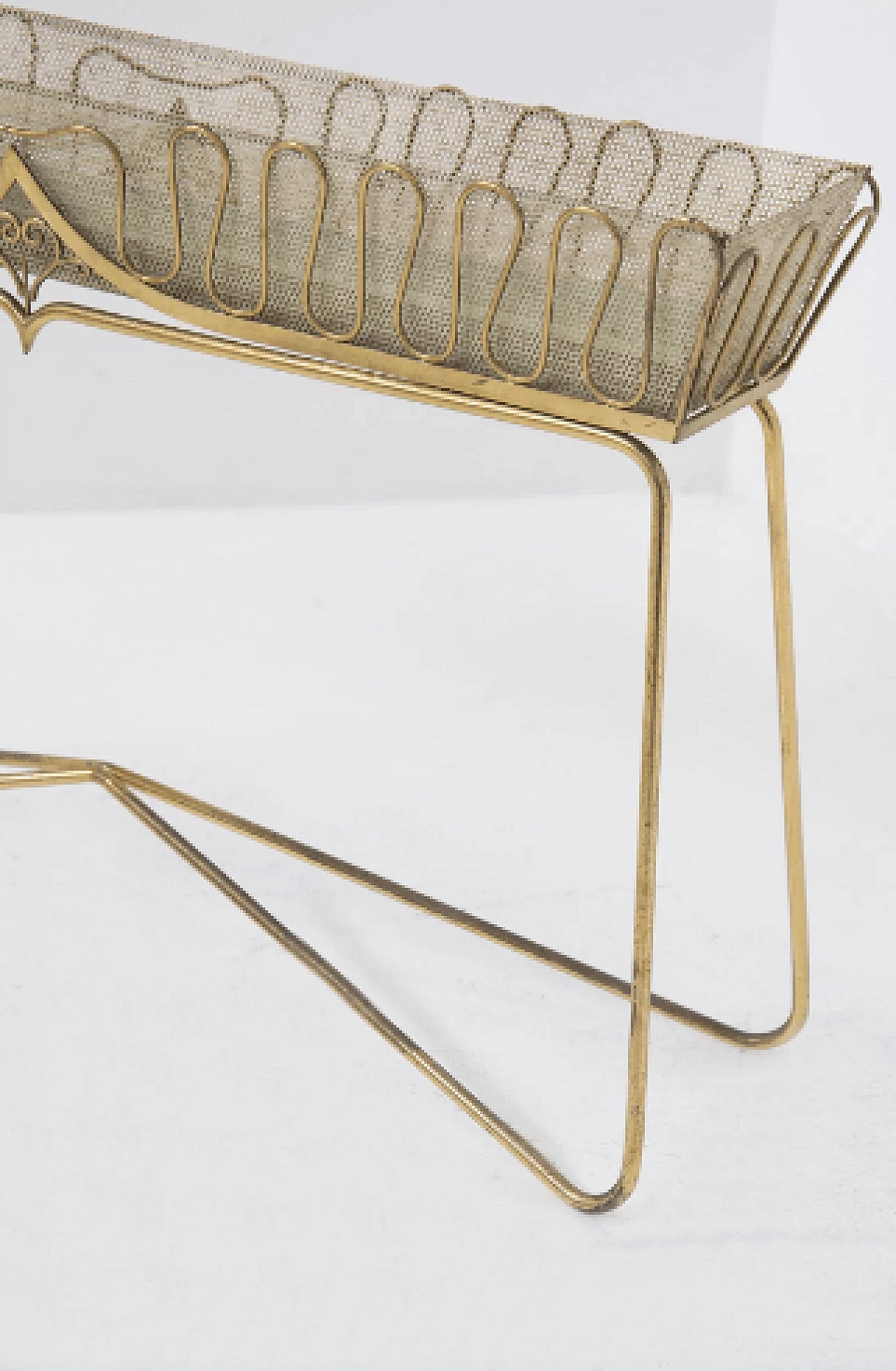 Fioriera in ottone dorato, anni '50 5