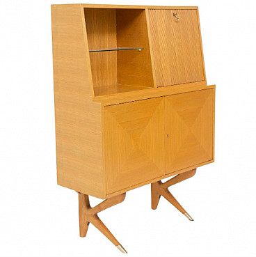 Wood sideboard with doors and open compartment, 1950s