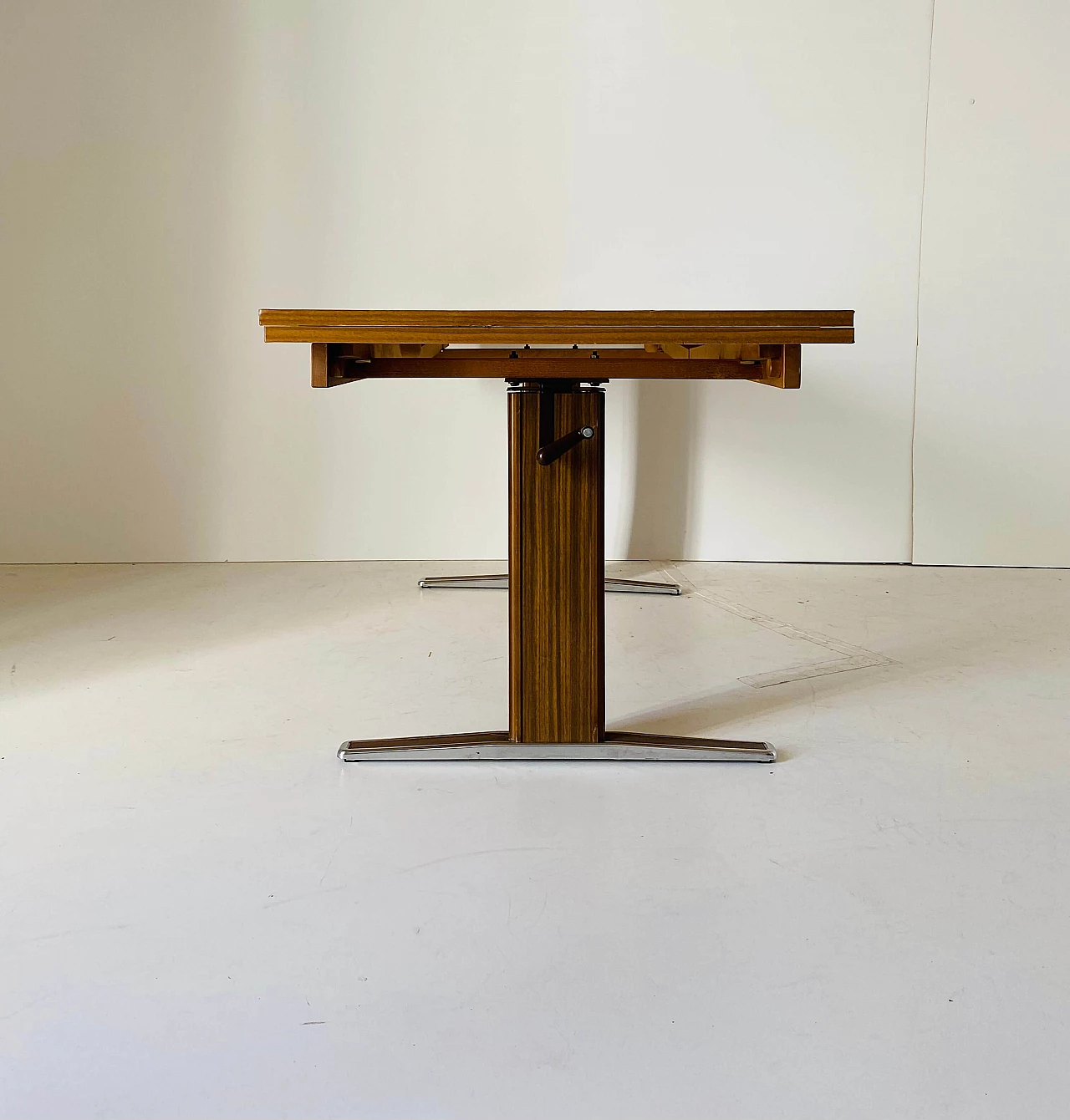 Steel and teak extendible side table, 1970s 8