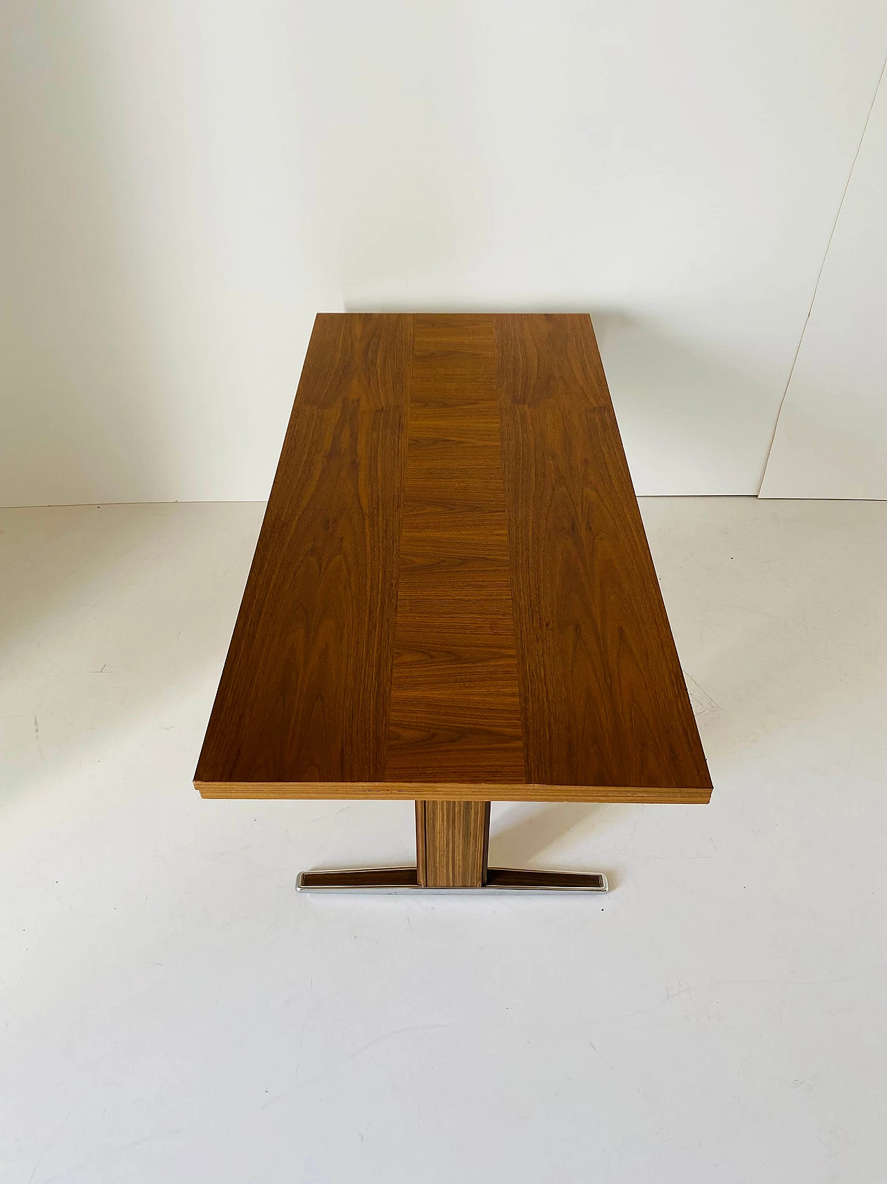 Steel and teak extendible side table, 1970s 9