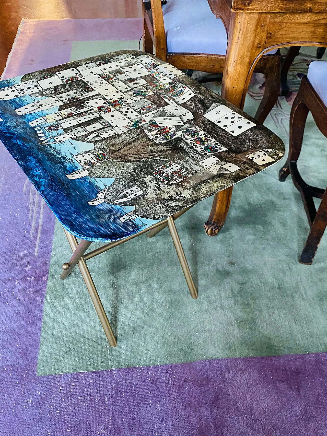 Tavolino pieghevole City of Cards di Piero Fornasetti, anni '50 5