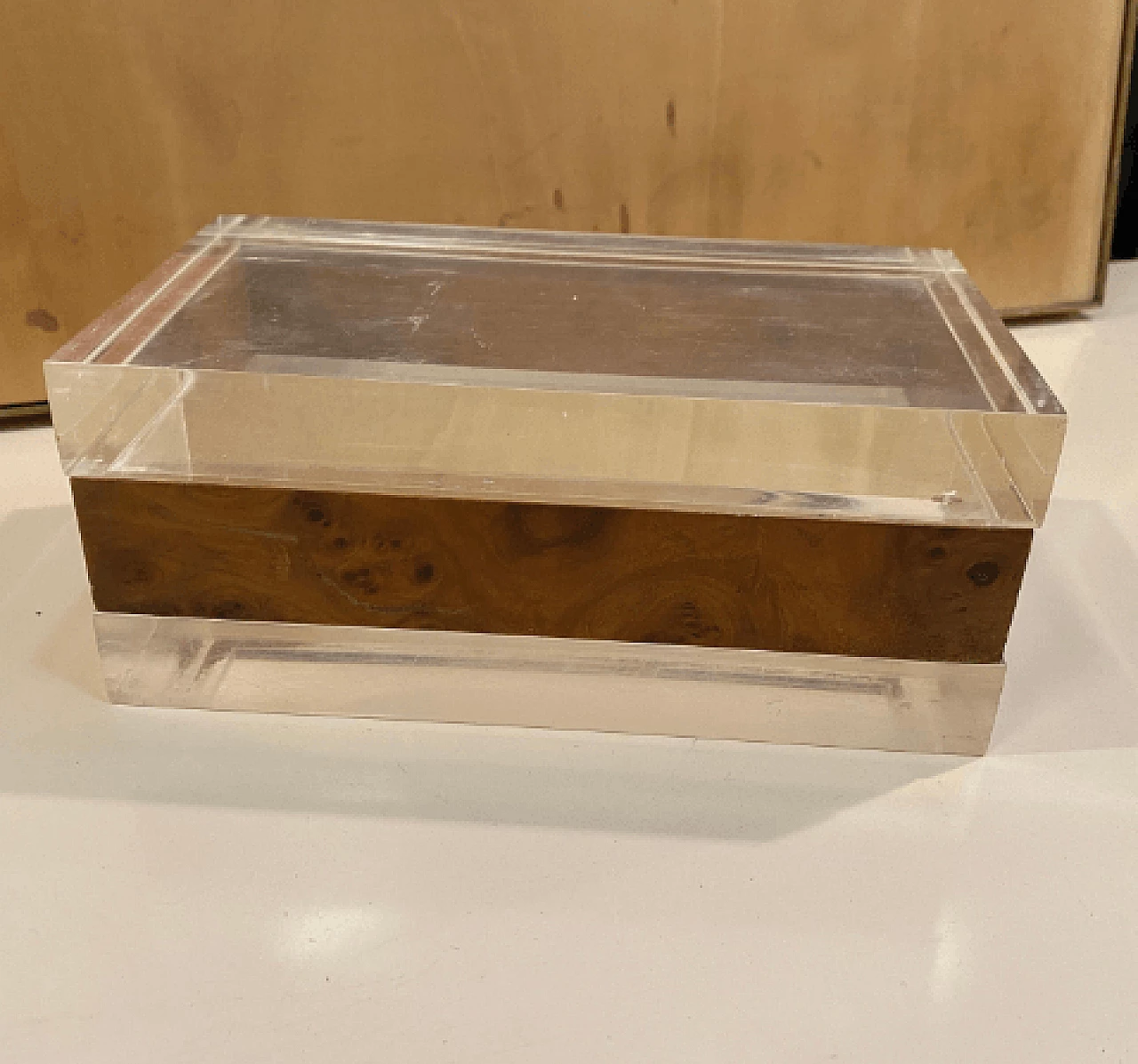 Wood and plexiglass box in the style of Gabriella Crespi, 1980s 4