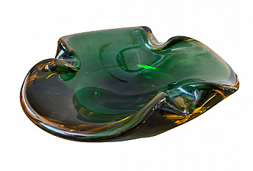 Green and brown Murano glass bowl by Seguso, 1970s