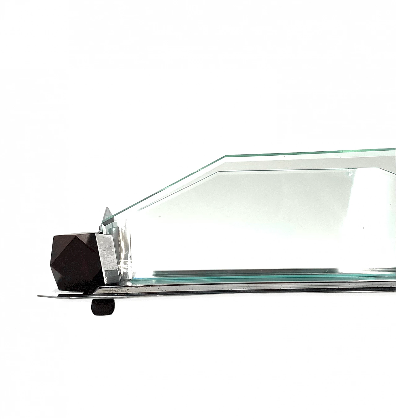 Cubist Art Deco style centrepiece in glass and wood, 1930s 13