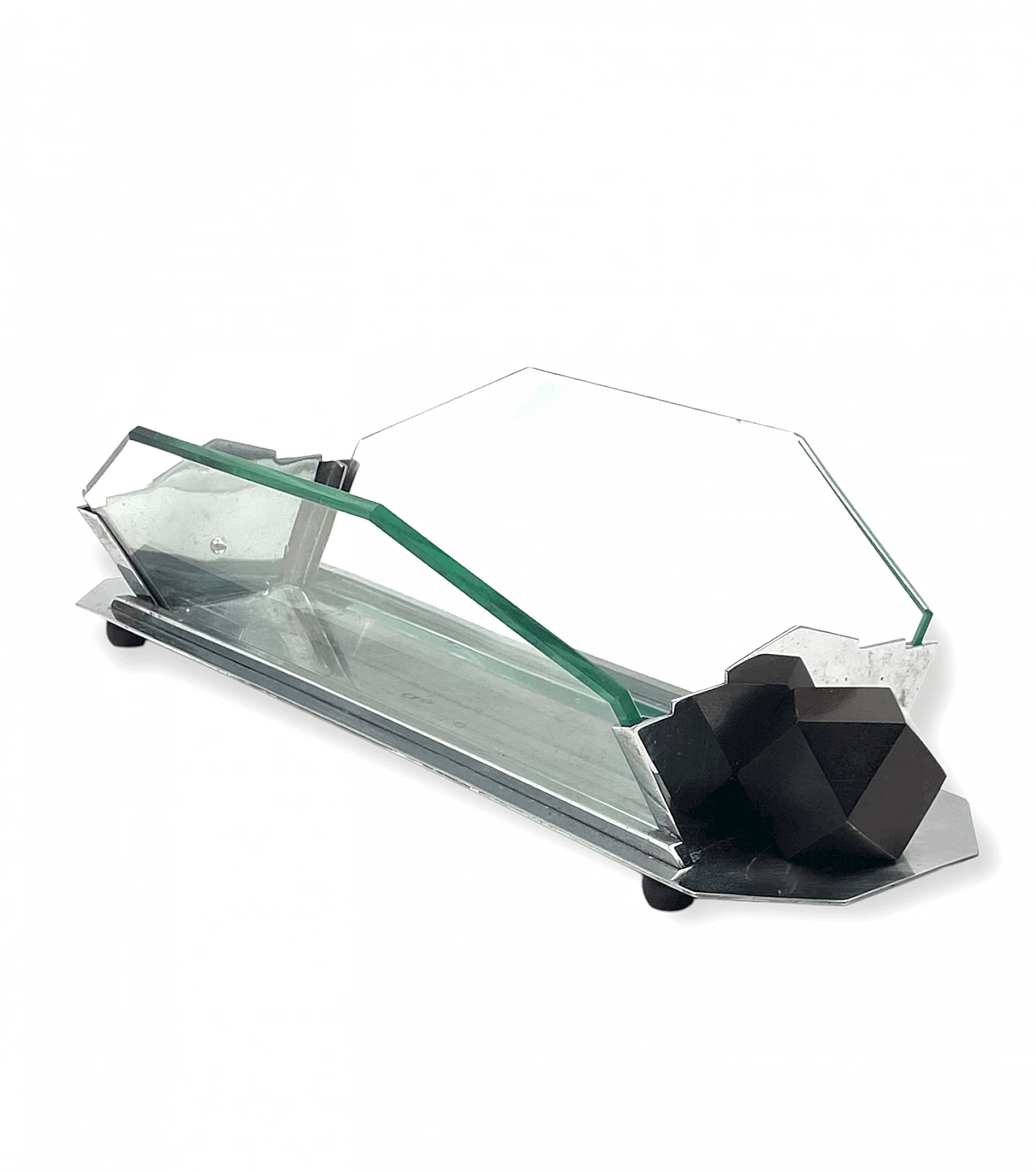 Cubist Art Deco style centrepiece in glass and wood, 1930s 22